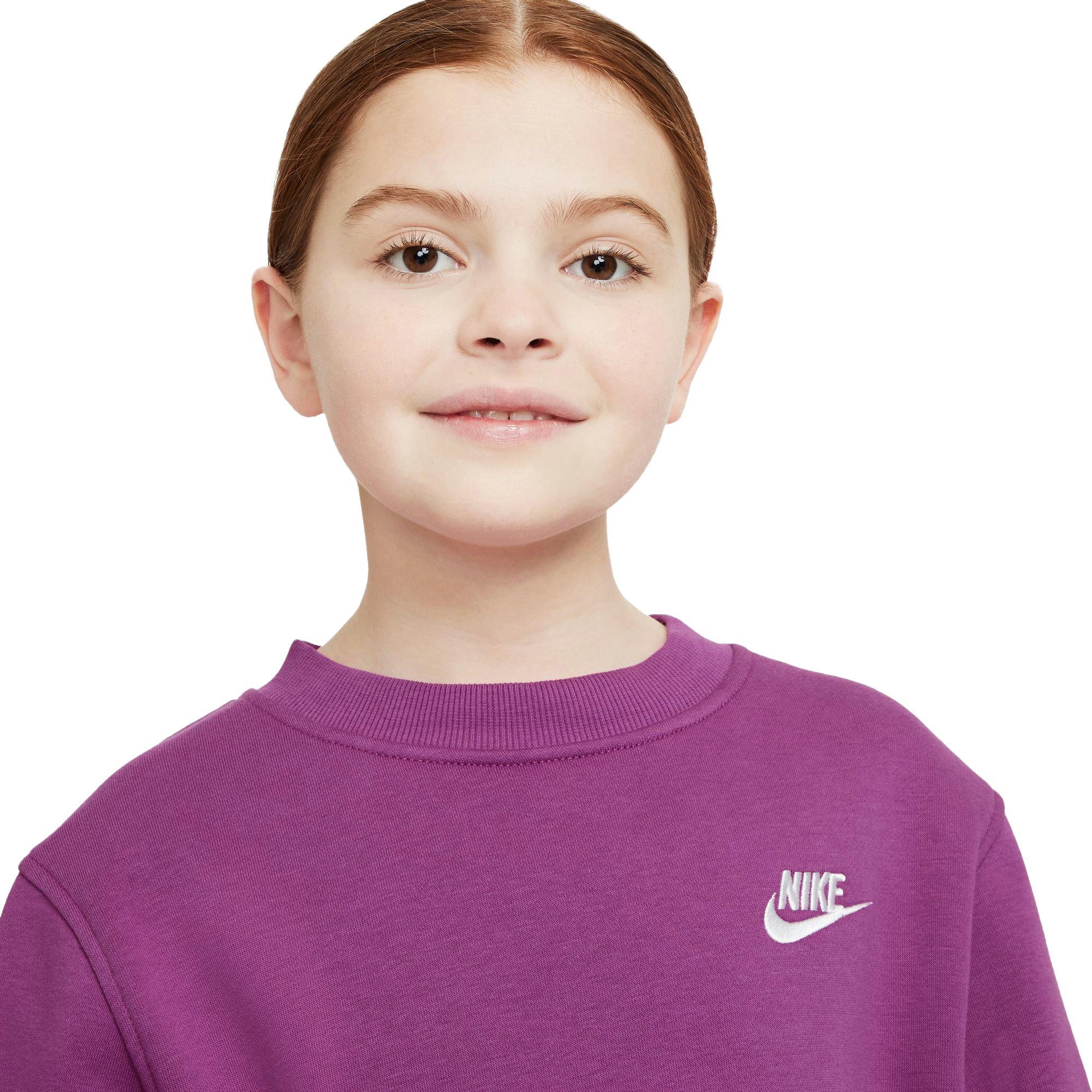 Big Girls' Nike Sportswear Club Fleece Crewneck Sweatshirt-Purple