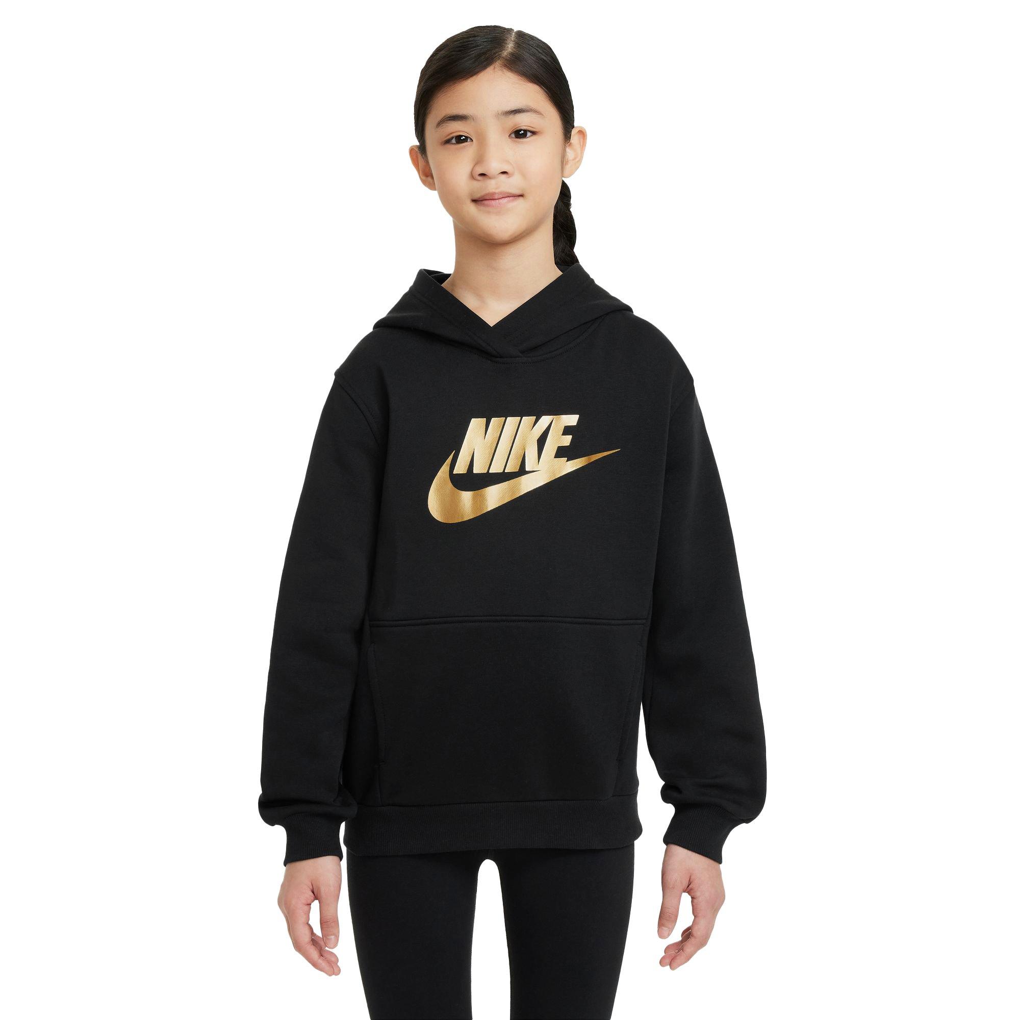 Nike Big Girls' Sportswear Club Fleece Hoodie - BLACK