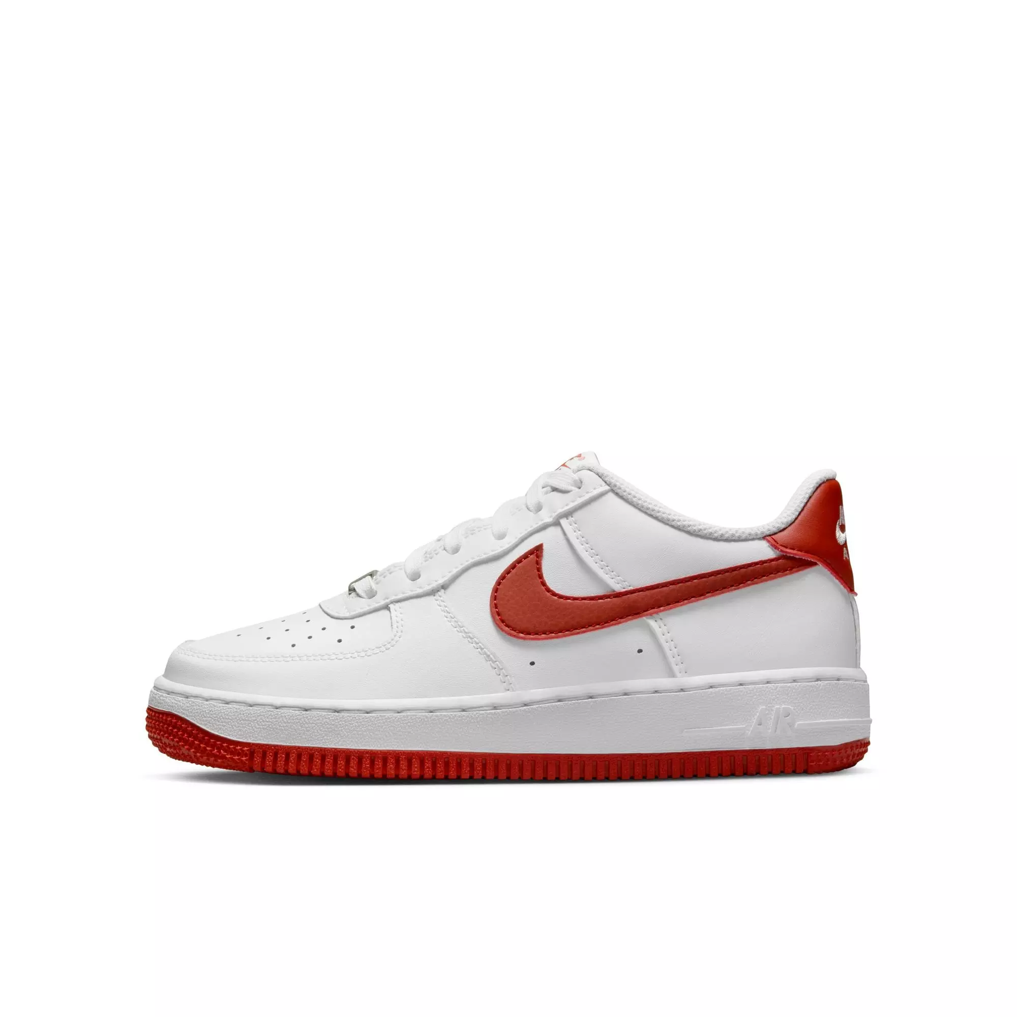 Nike Air Force 1 "White/Dragon Red' Grade School Boys' Shoe - WHITE/RED