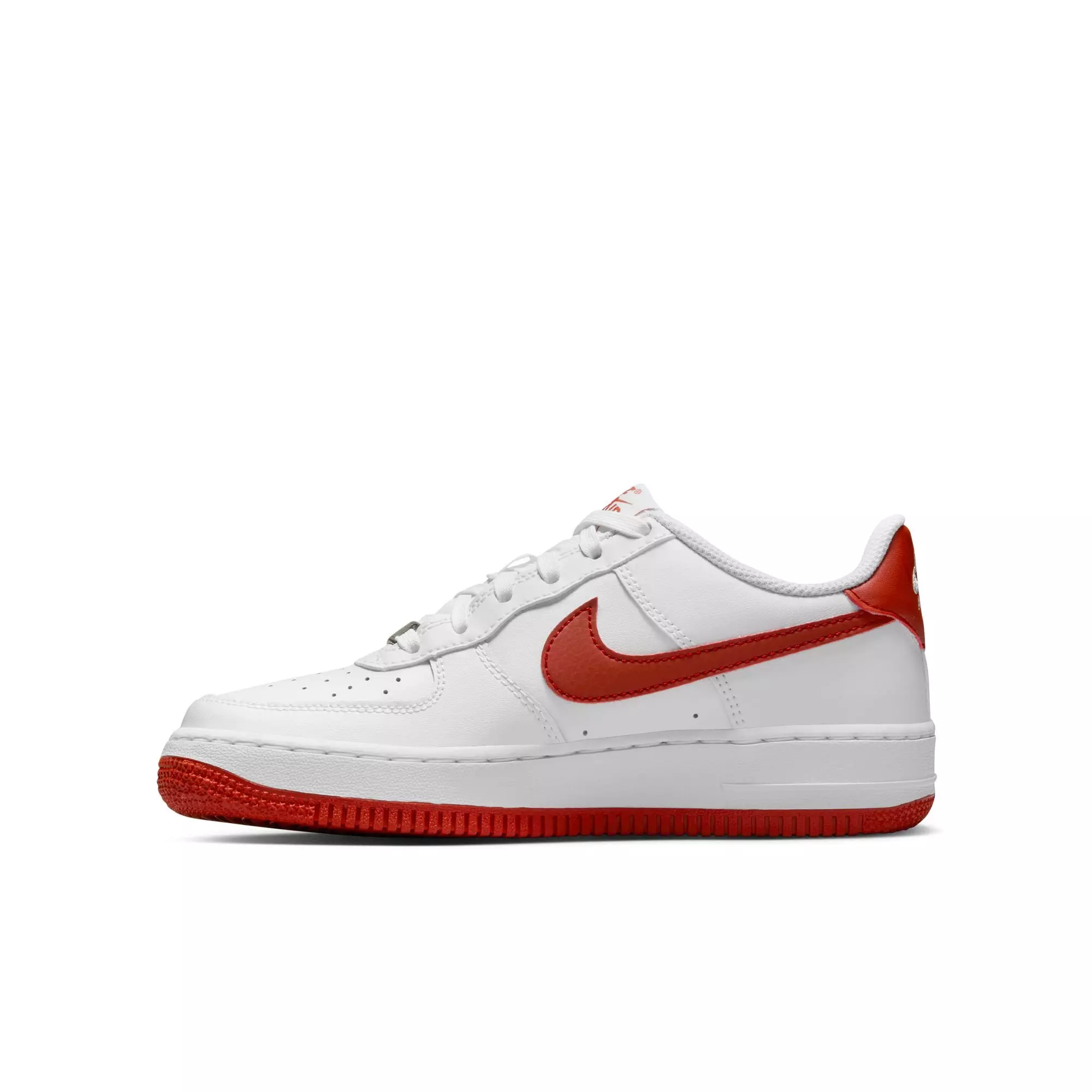 Nike Air Force 1 "White/Dragon Red' Grade School Boys' Shoe - WHITE/RED