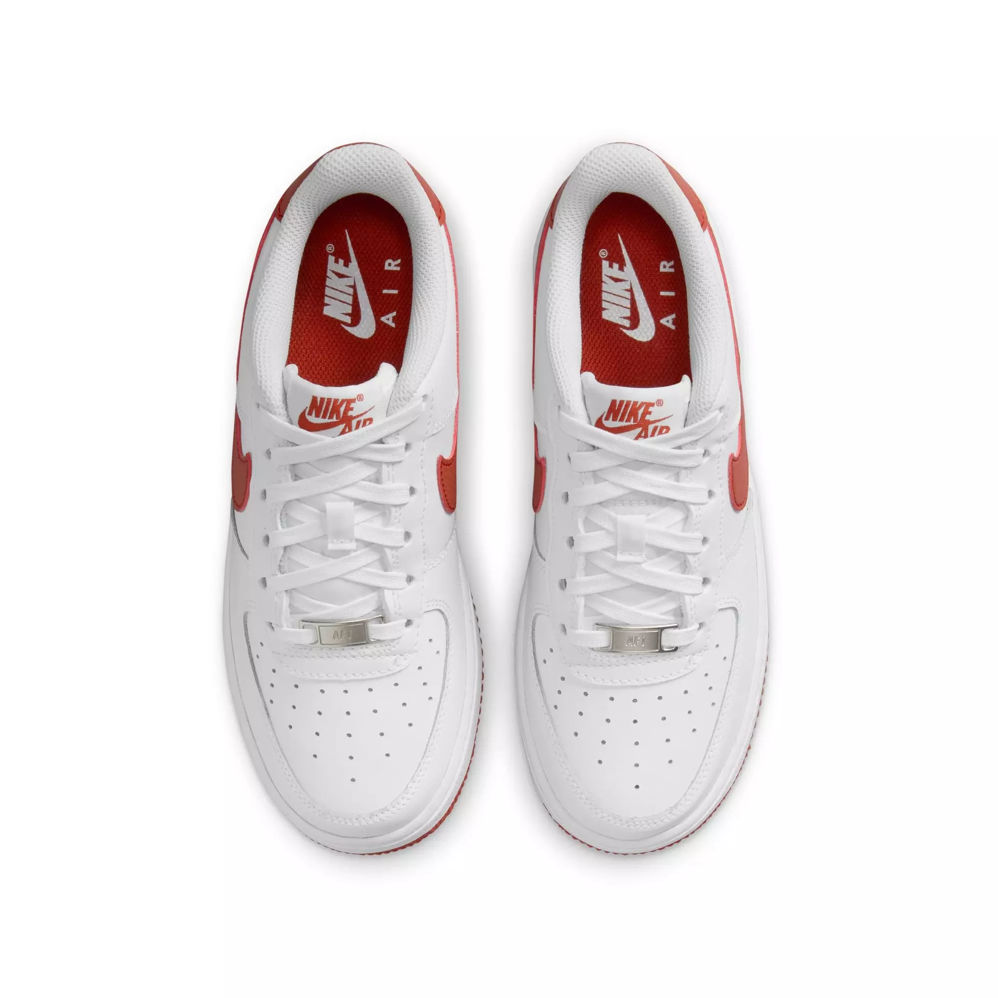 Nike Air Force 1 "White/Dragon Red' Grade School Boys' Shoe - WHITE/RED