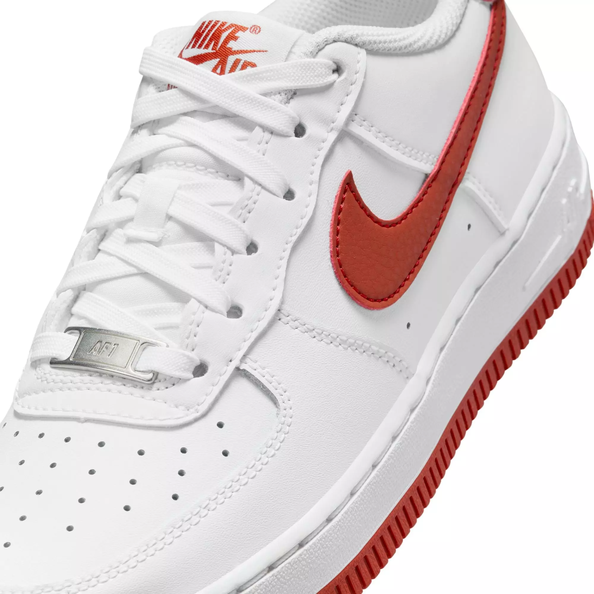 Nike Air Force 1 "White/Dragon Red' Grade School Boys' Shoe - WHITE/RED