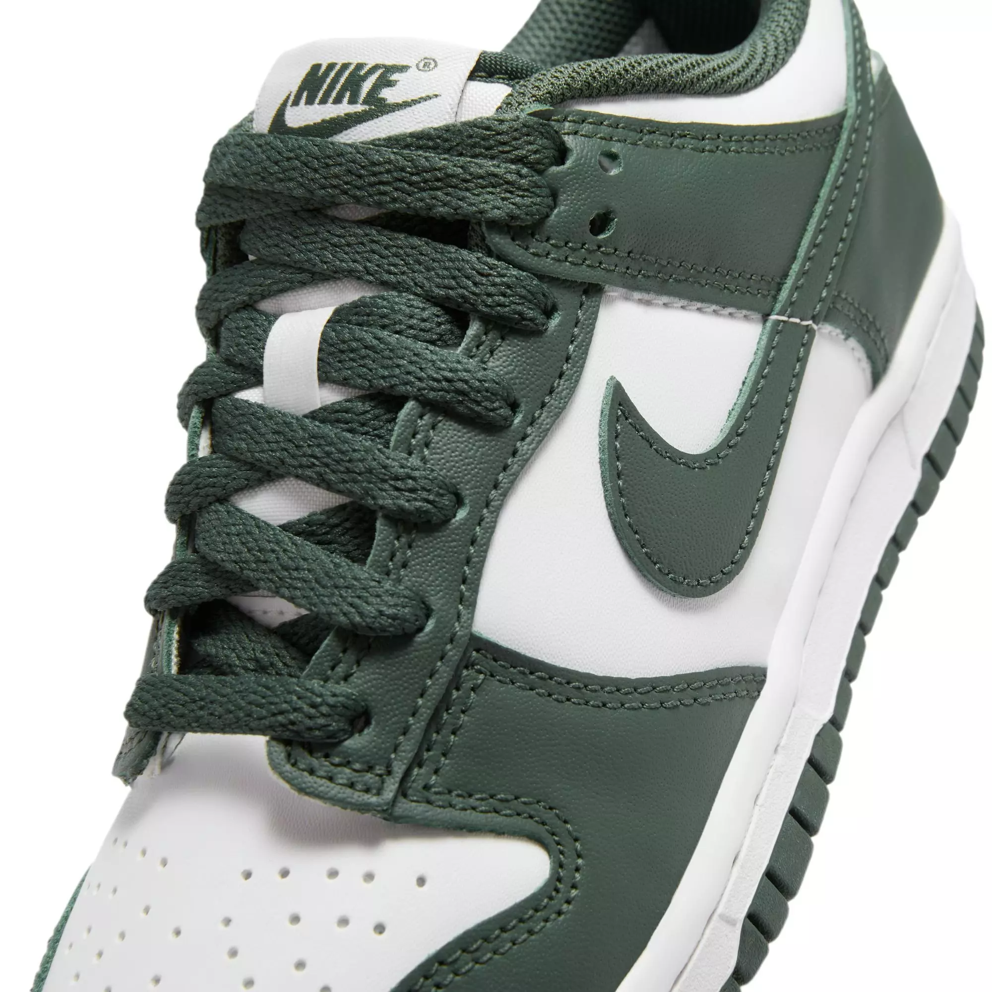 Nike Dunk Low "White/Vintage Green" Grade School Boys' Shoe - WHITE/GREEN