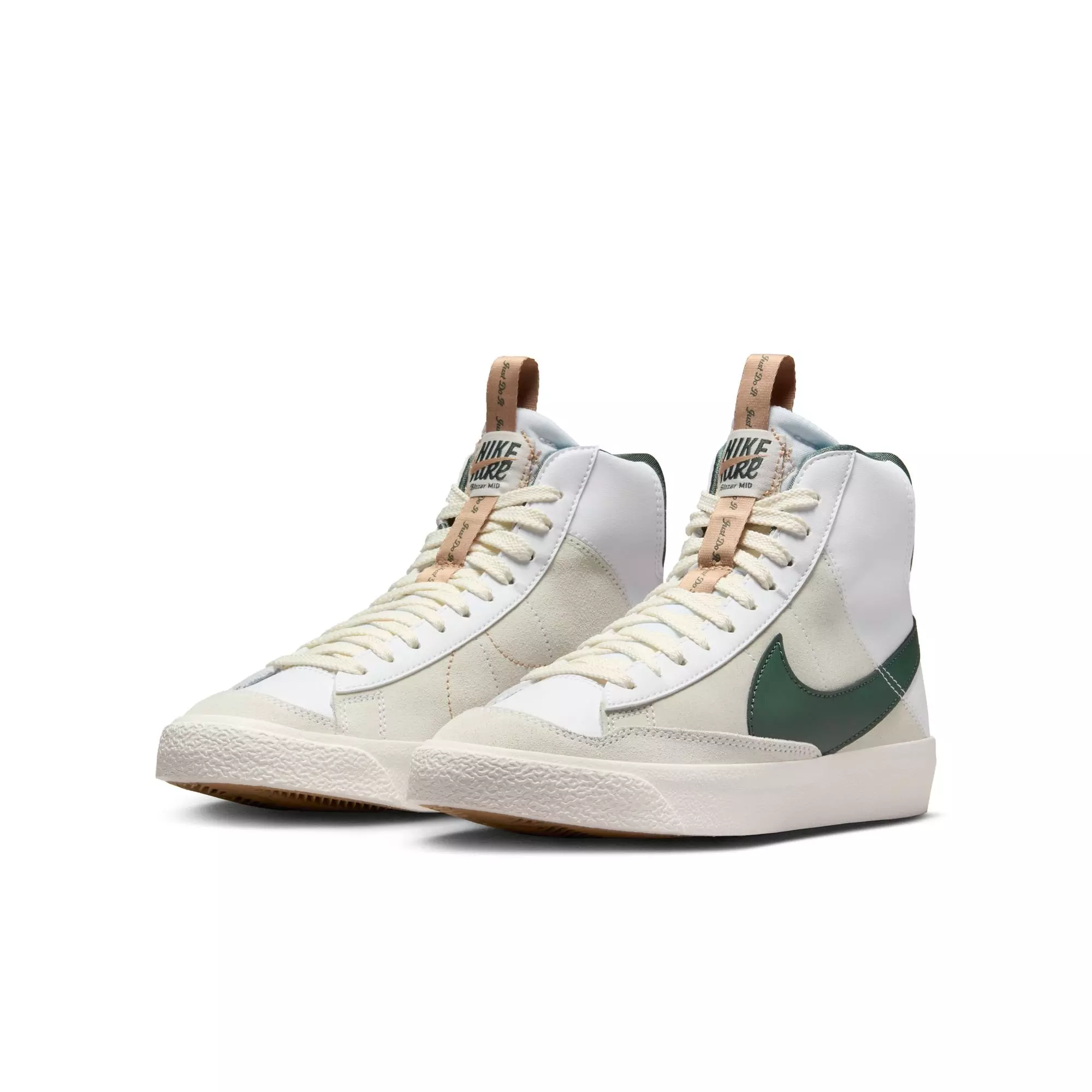 Nike Blazer Mid '77 SE "White/Vintage Green/Pale Ivory/Hemp" Grade School Boys' Shoe - WHITE/GREEN