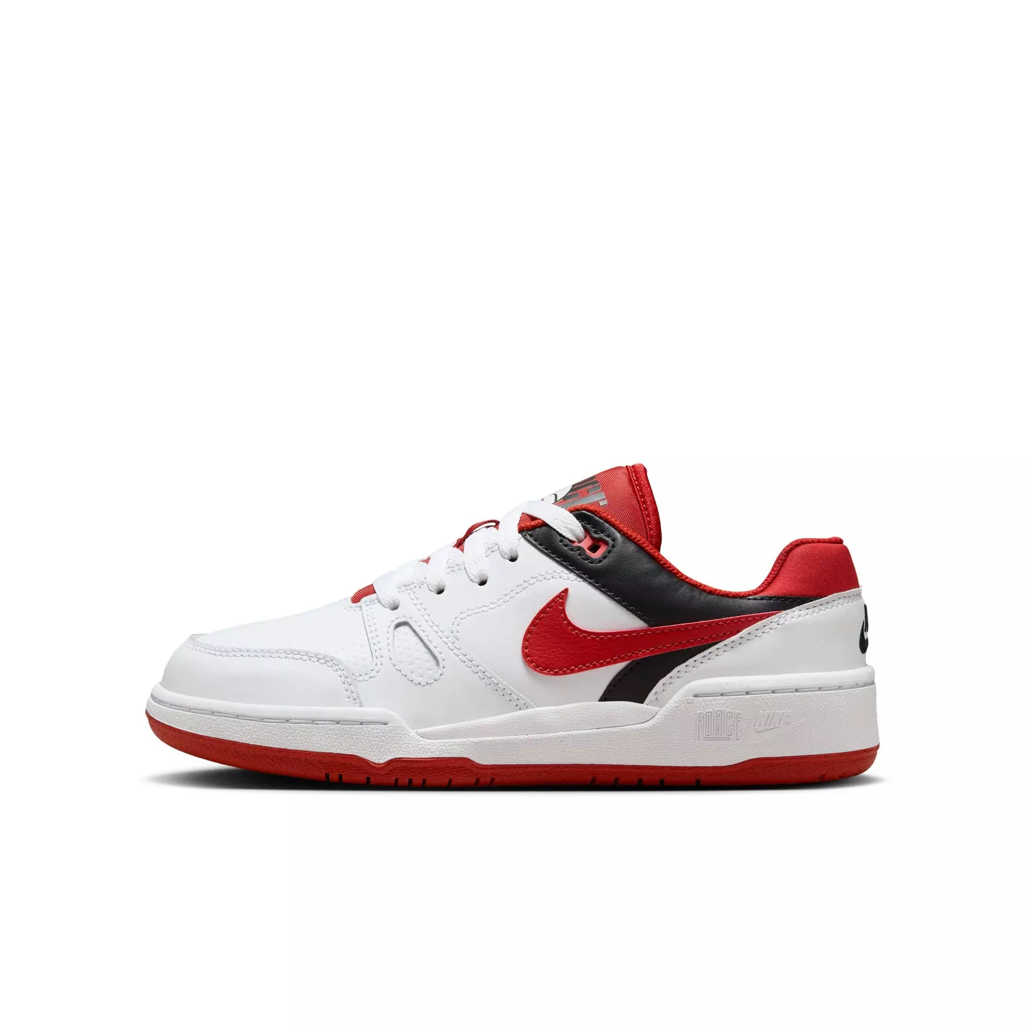 Nike Full Force Low "White/Mystic Red/Black" Grade School Boys' Shoe - WHITE/RED