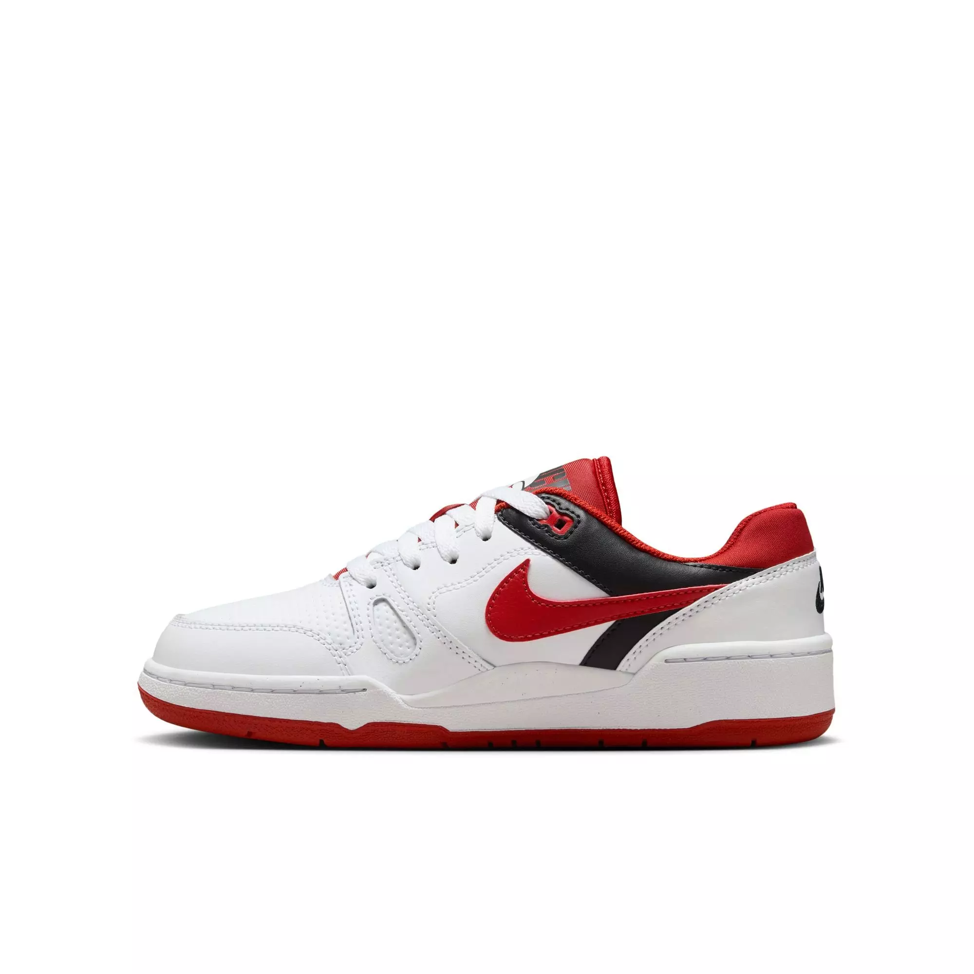 Nike Full Force Low "White/Mystic Red/Black" Grade School Boys' Shoe - WHITE/RED