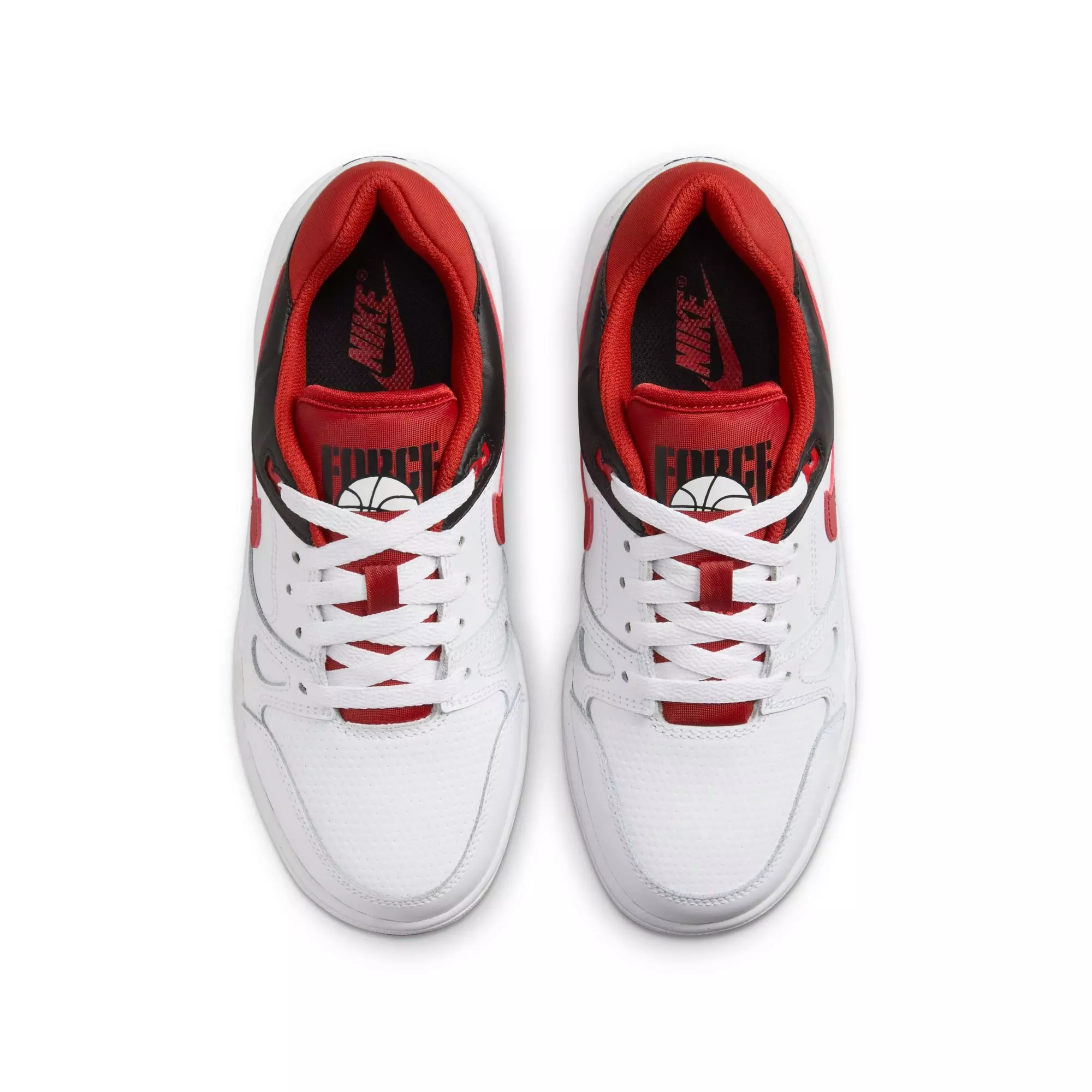 Nike Full Force Low "White/Mystic Red/Black" Grade School Boys' Shoe - WHITE/RED