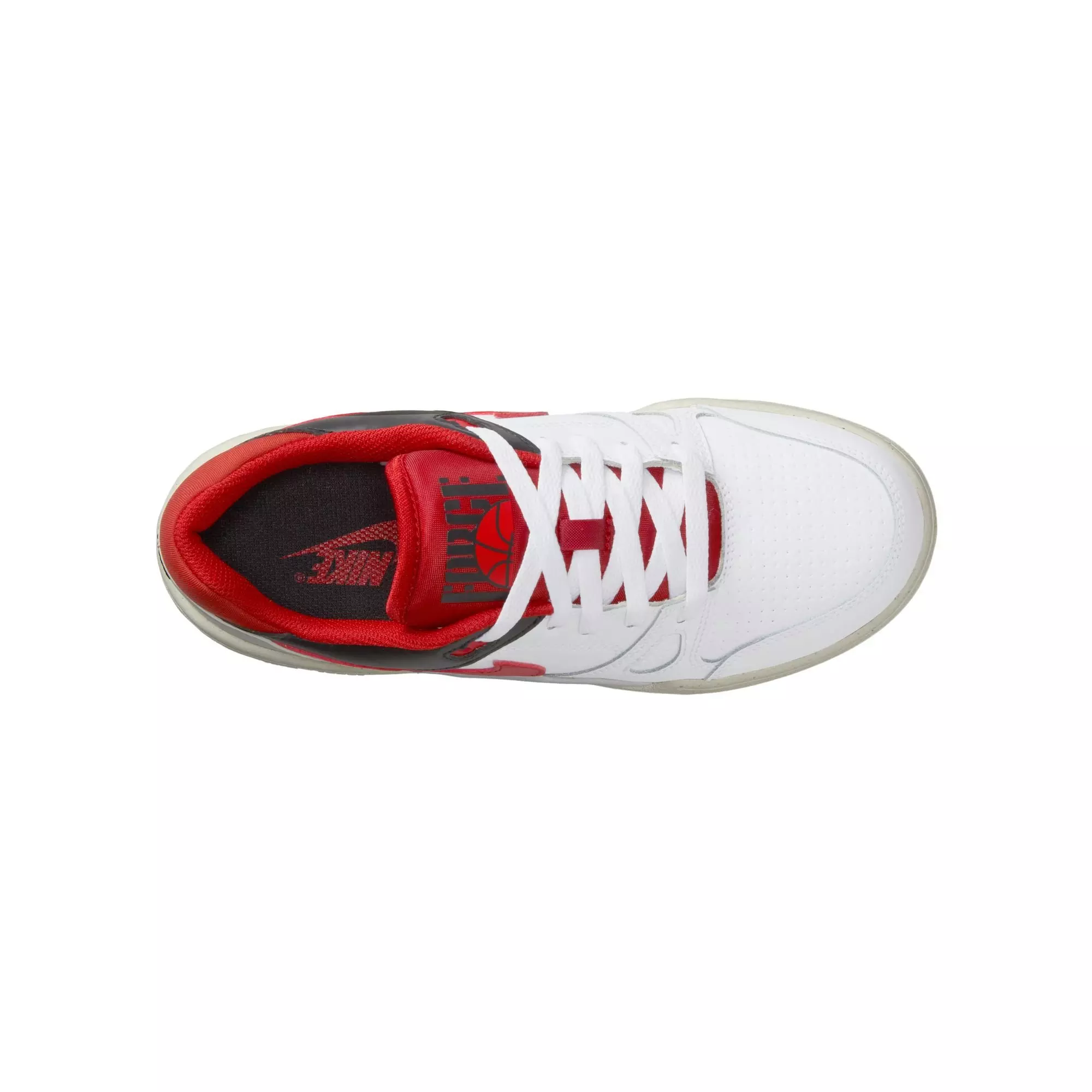 Nike Full Force Low "White/Mystic Red/Black" Grade School Boys' Shoe - WHITE/RED