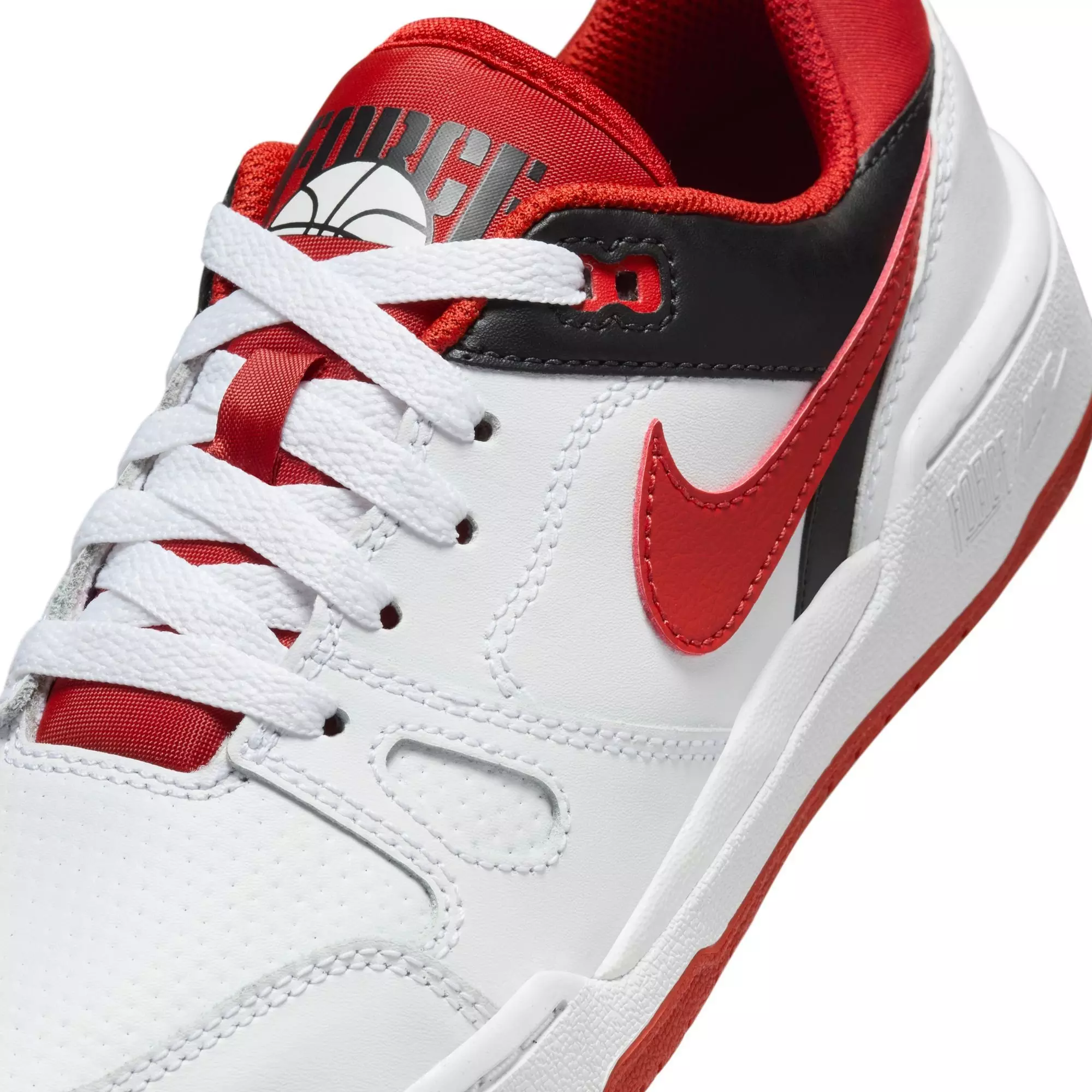Nike Full Force Low "White/Mystic Red/Black" Grade School Boys' Shoe - WHITE/RED