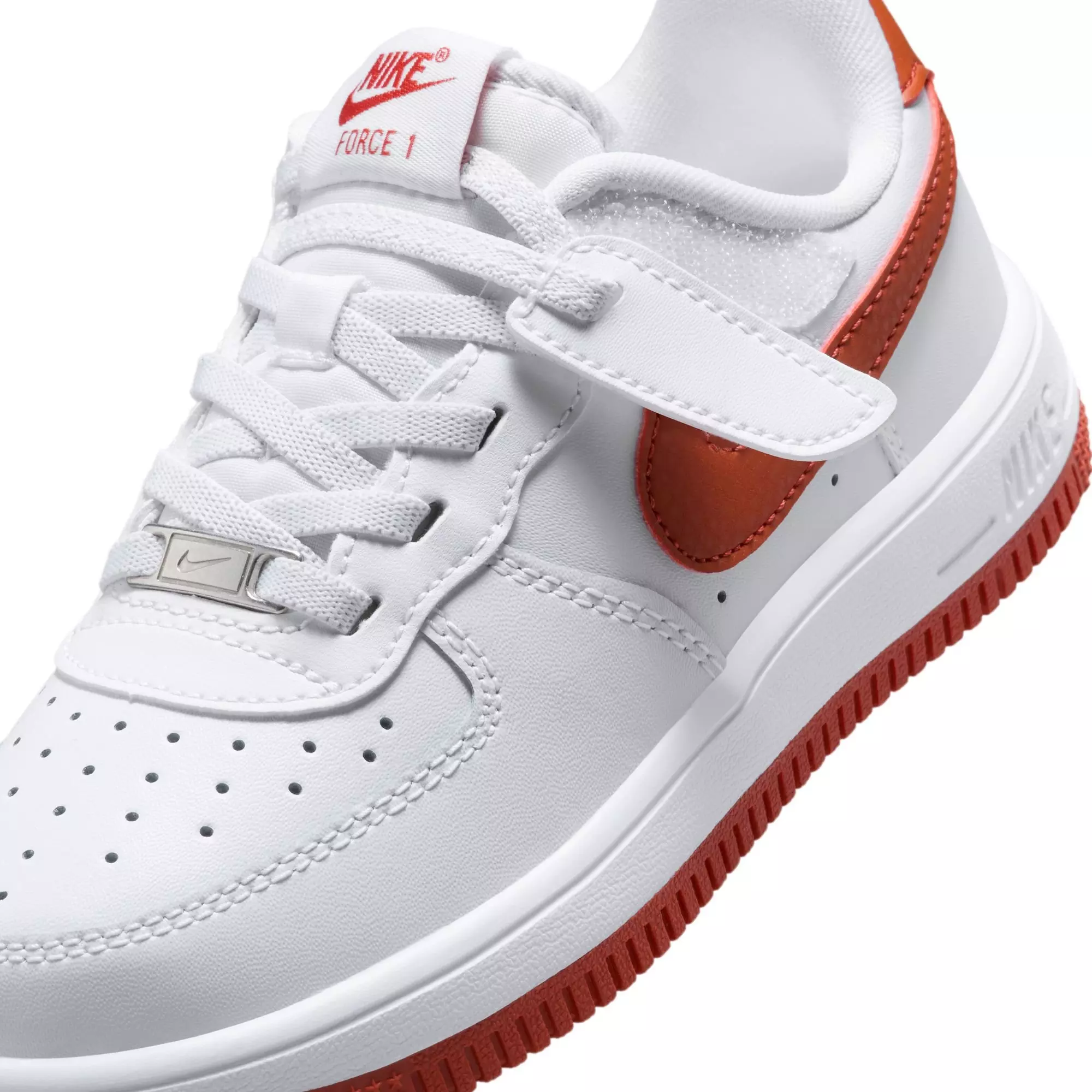 Nike Air Force 1 Low EasyOn "White/Dragon Red" Preschool Boys' Shoe - WHITE/RED