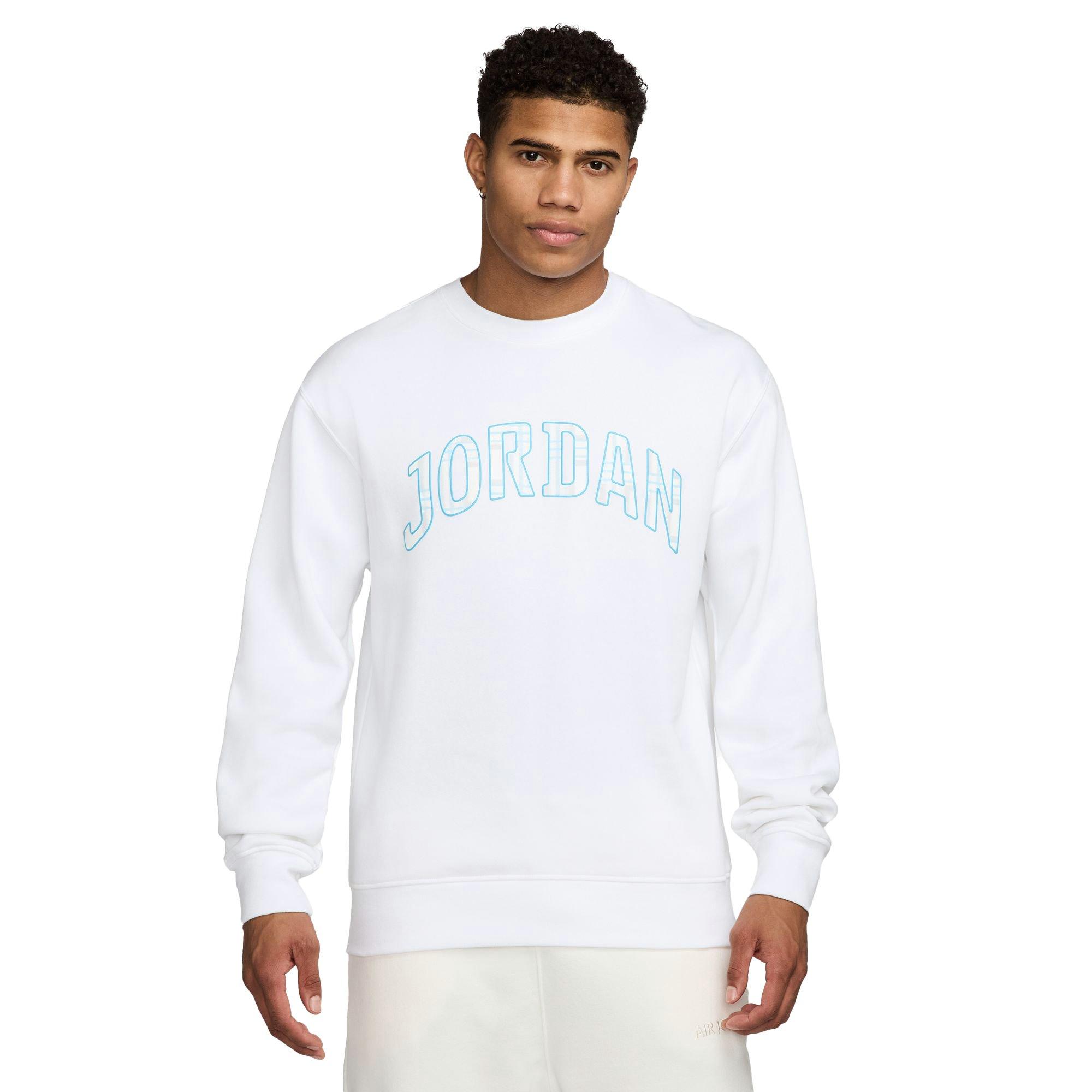 Jordan Men's Essentials Fleece Holiday Plaid Crewneck Sweatshirt - WHITE Thumbnail View 1