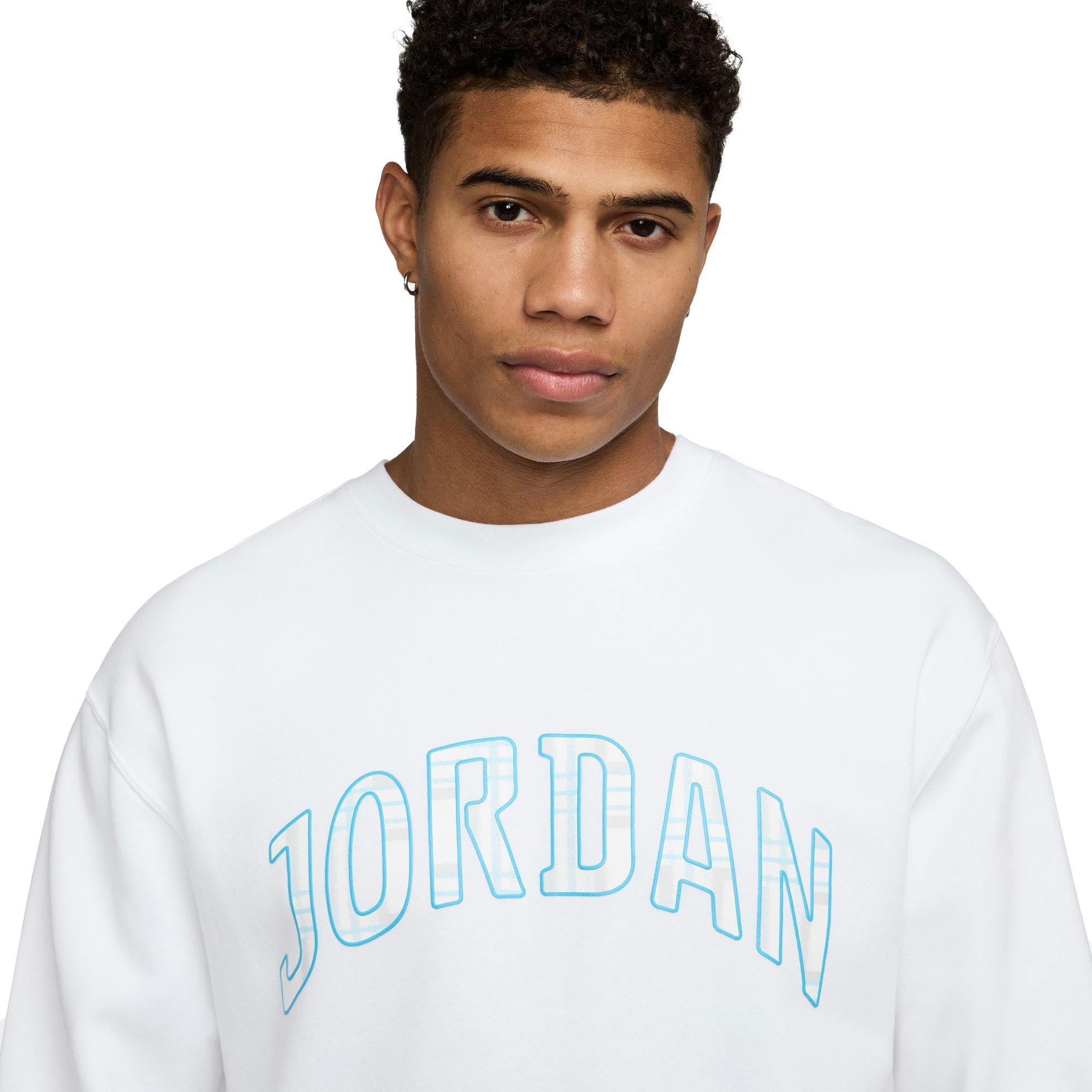 Jordan Men's Essentials Fleece Holiday Plaid Crewneck Sweatshirt - WHITE Thumbnail View 3