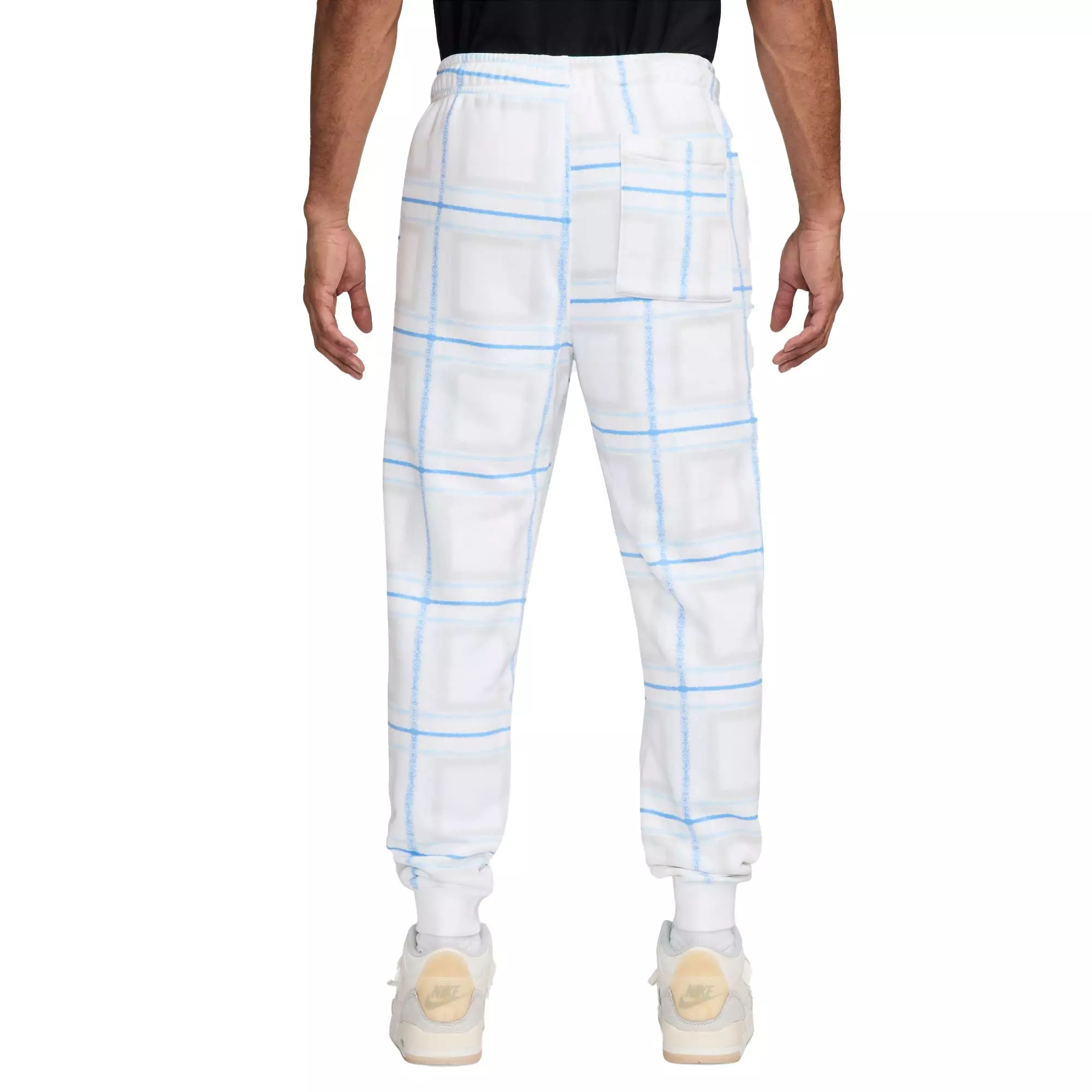 Jordan Men's Essentials Fleece Holiday Plaid Pants -White - WHITE