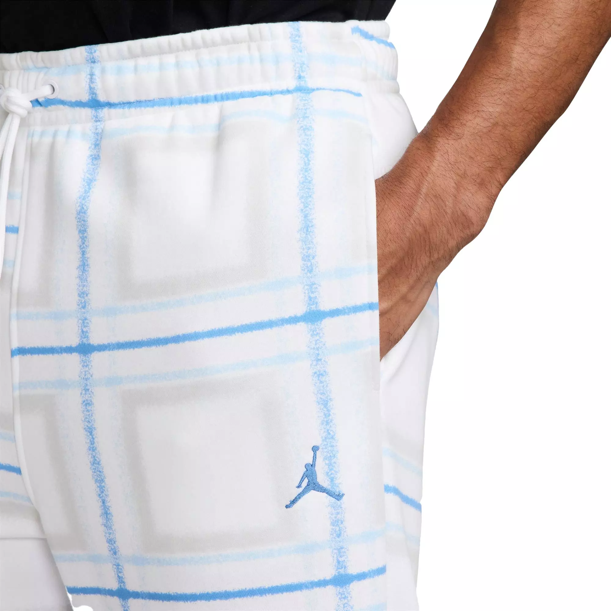 Jordan Men's Essentials Fleece Holiday Plaid Pants - White - WHITE