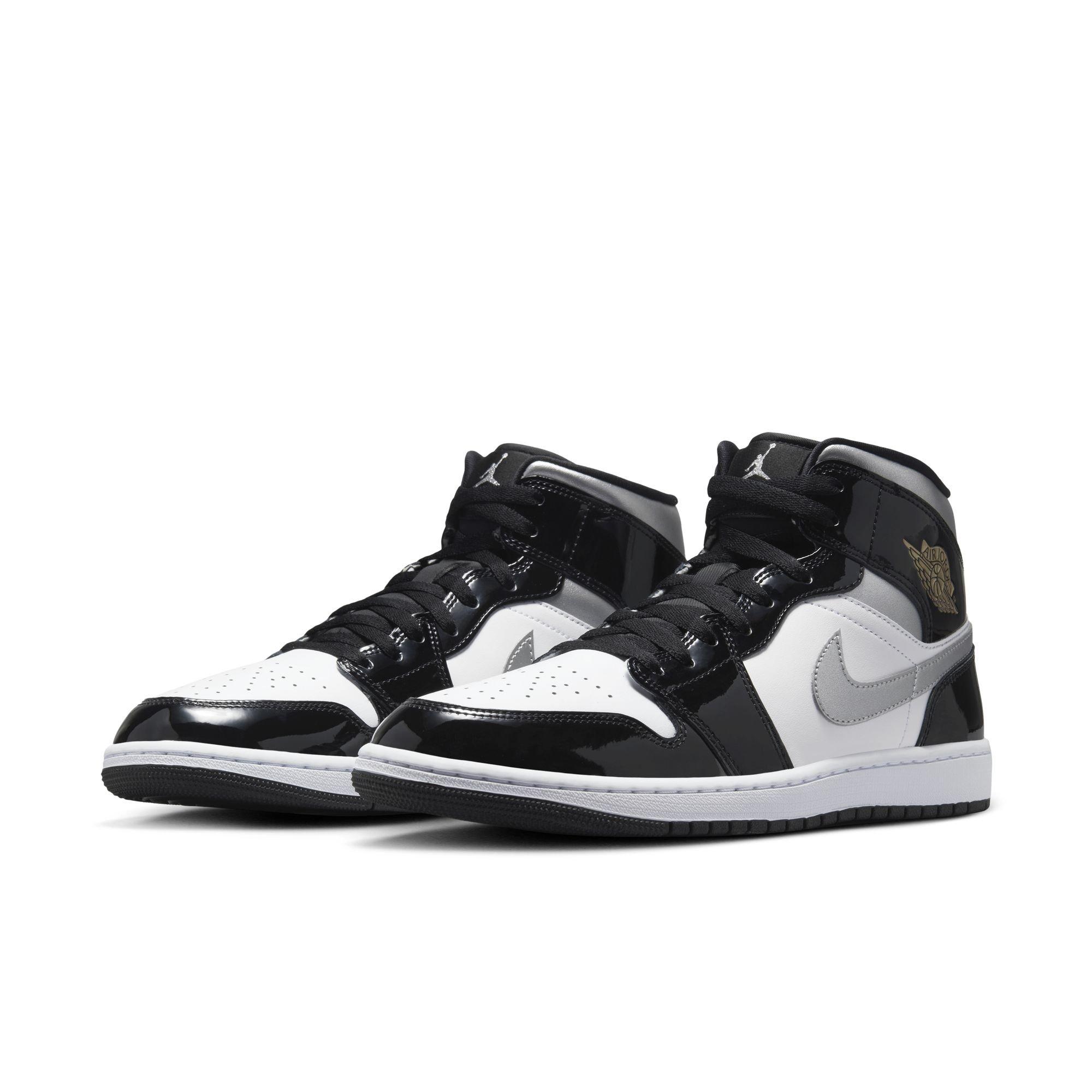 Jordan 1 Mid SE "Black/Metallic Silver" Men's Shoe - BLACK/SILVER Thumbnail View 6