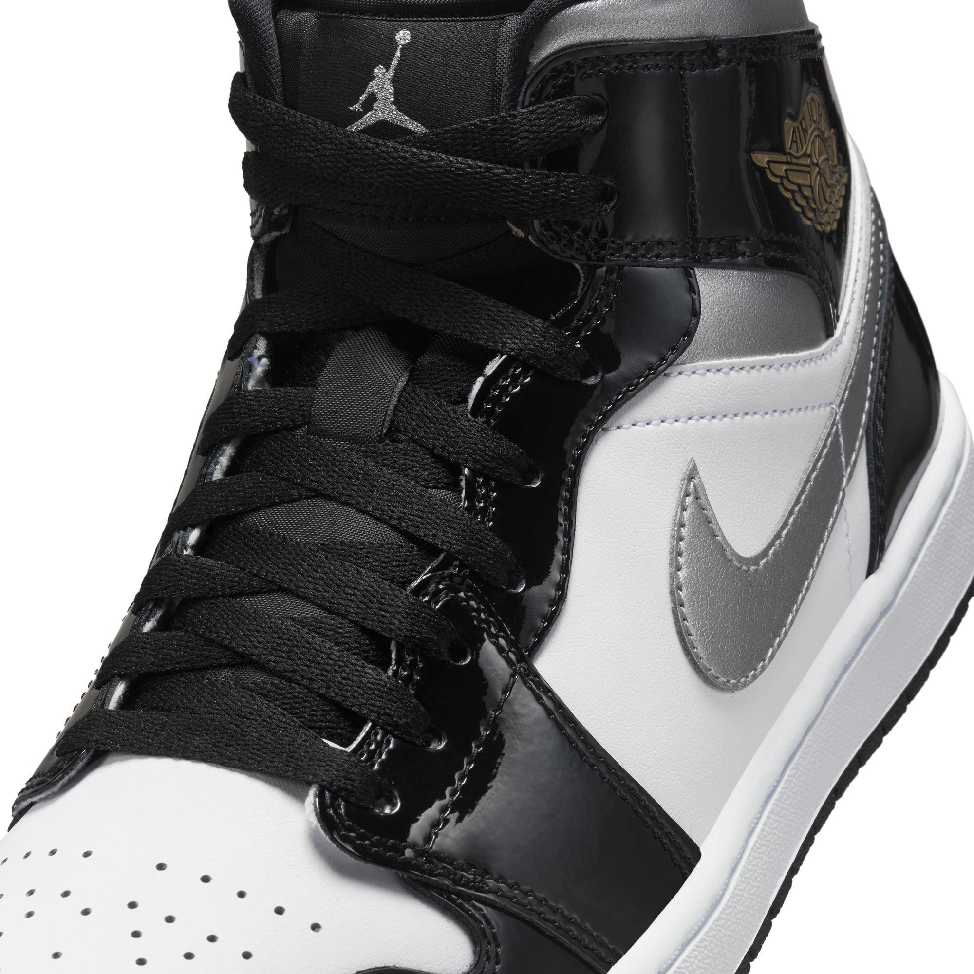 Jordan 1 Mid SE "Black/Metallic Silver" Men's Shoe - BLACK/SILVER Thumbnail View 9