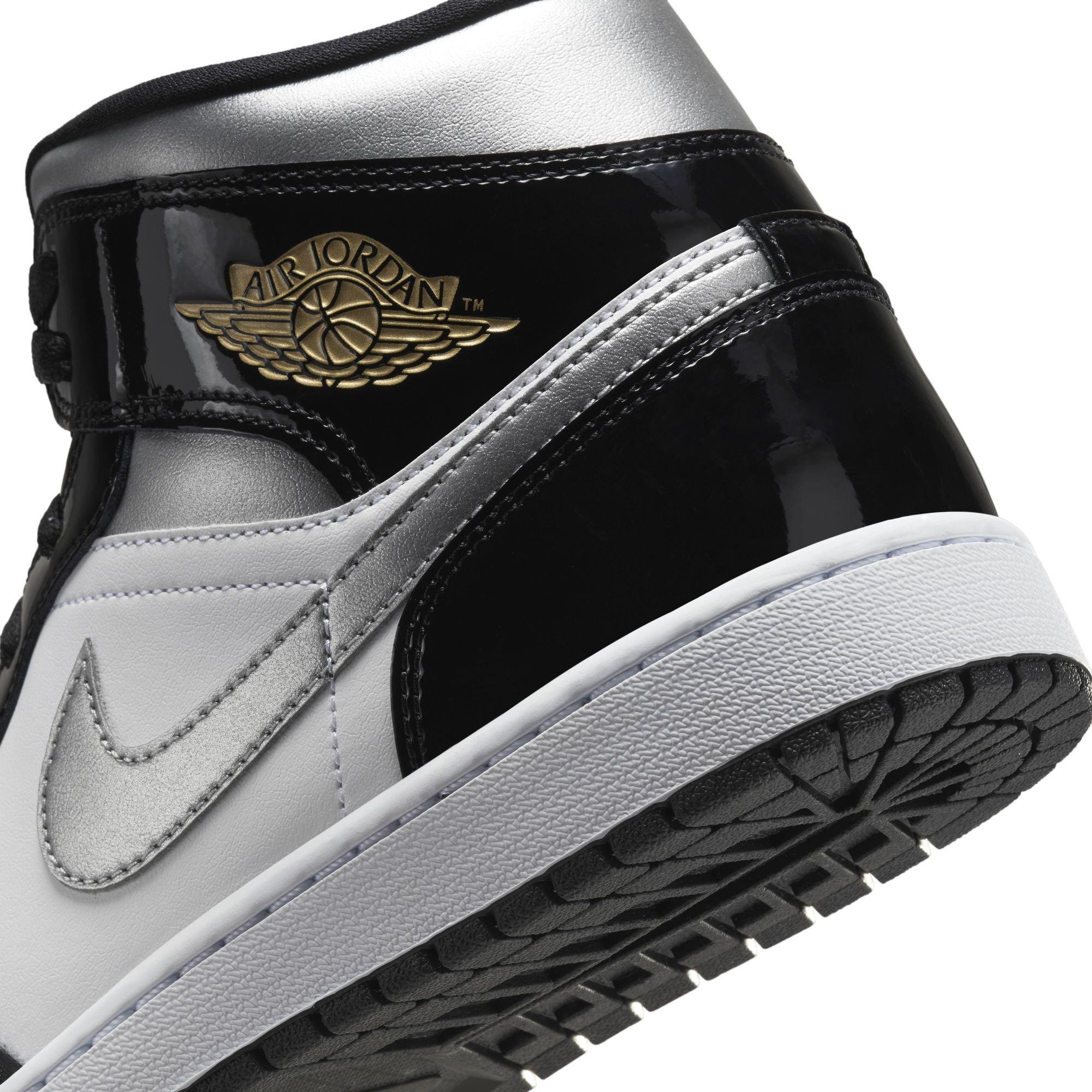 Jordan 1 Mid SE "Black/Metallic Silver" Men's Shoe - BLACK/SILVER Thumbnail View 10