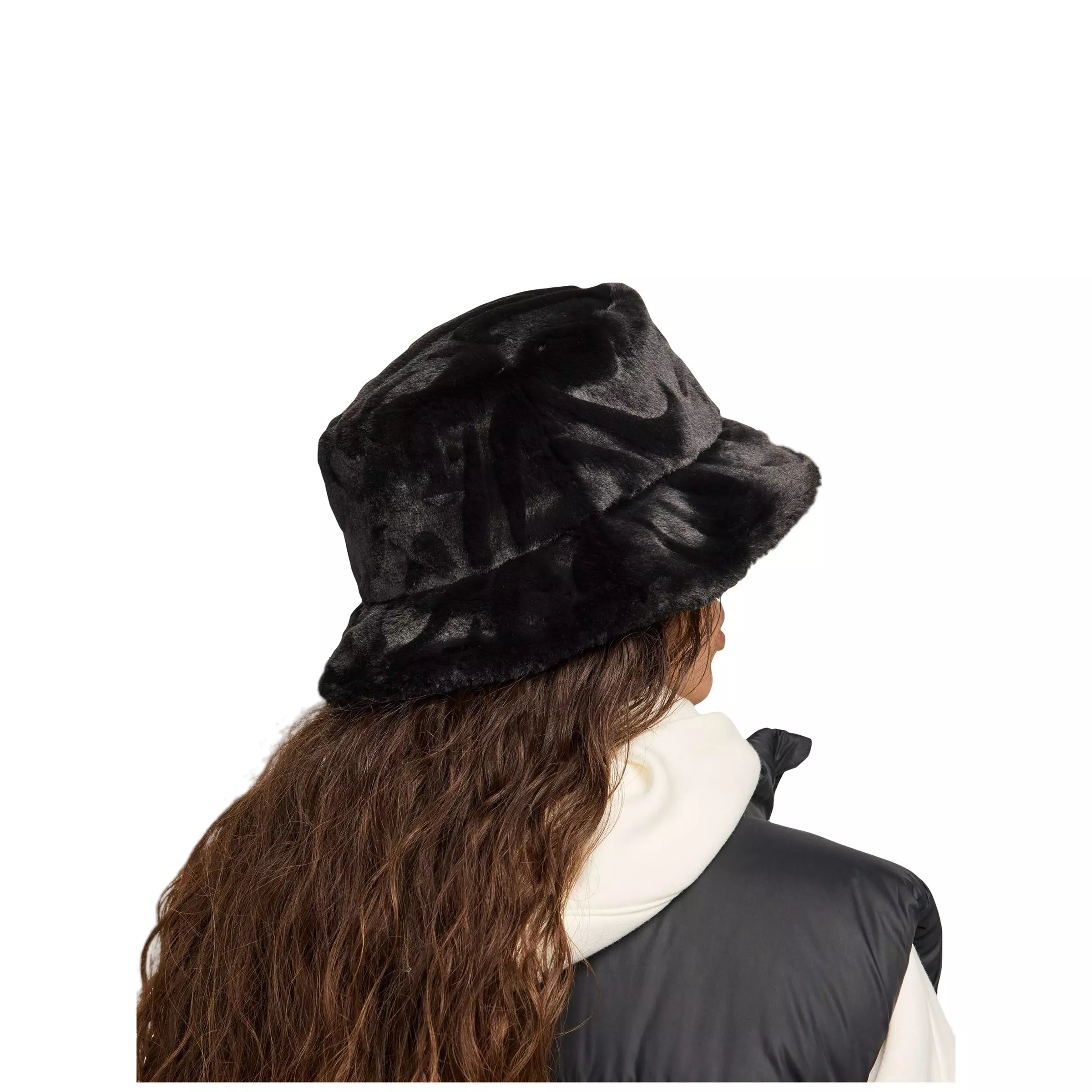 Nike Faux Fur Bucket Hat-Black - BLACK
