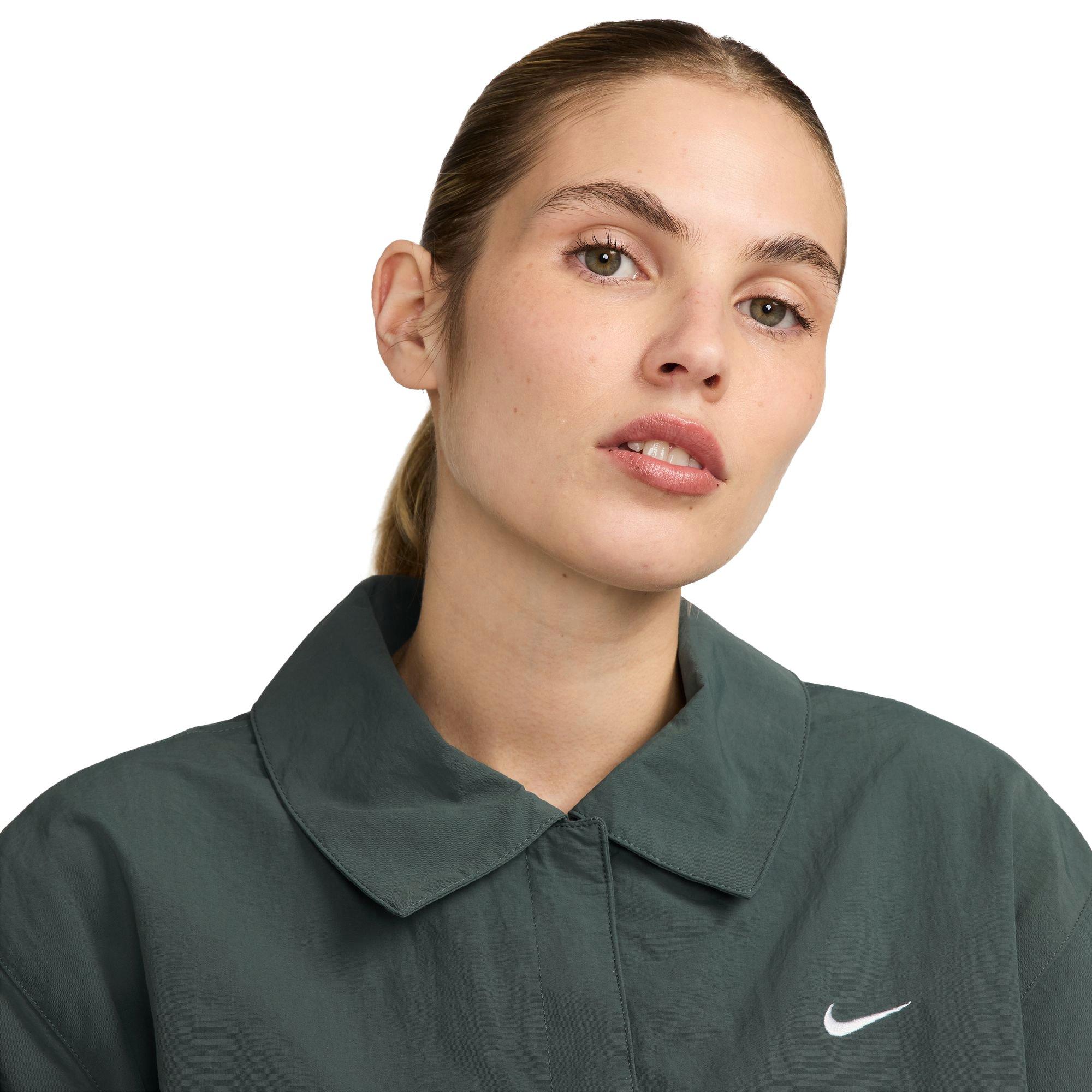 Nike Women's Sportswear Essential UV Protection Woven Coach Jacket - GREEN Thumbnail View 3
