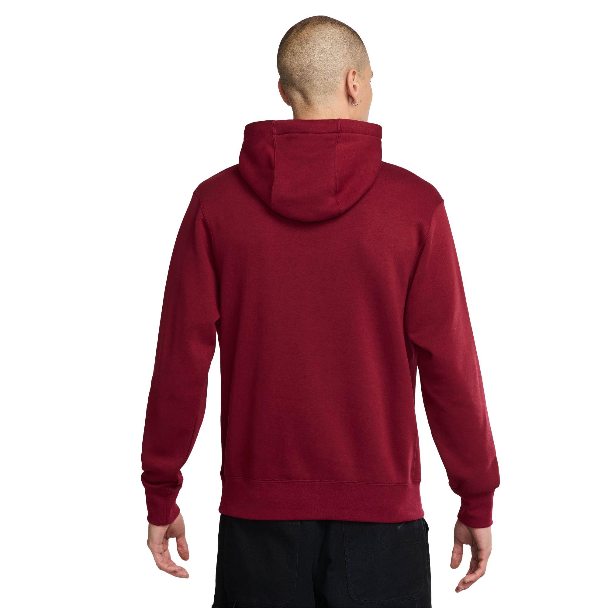 Nike Men's Sportswear Club Fleece Pullover Hoodie - Red - RED Thumbnail View 2