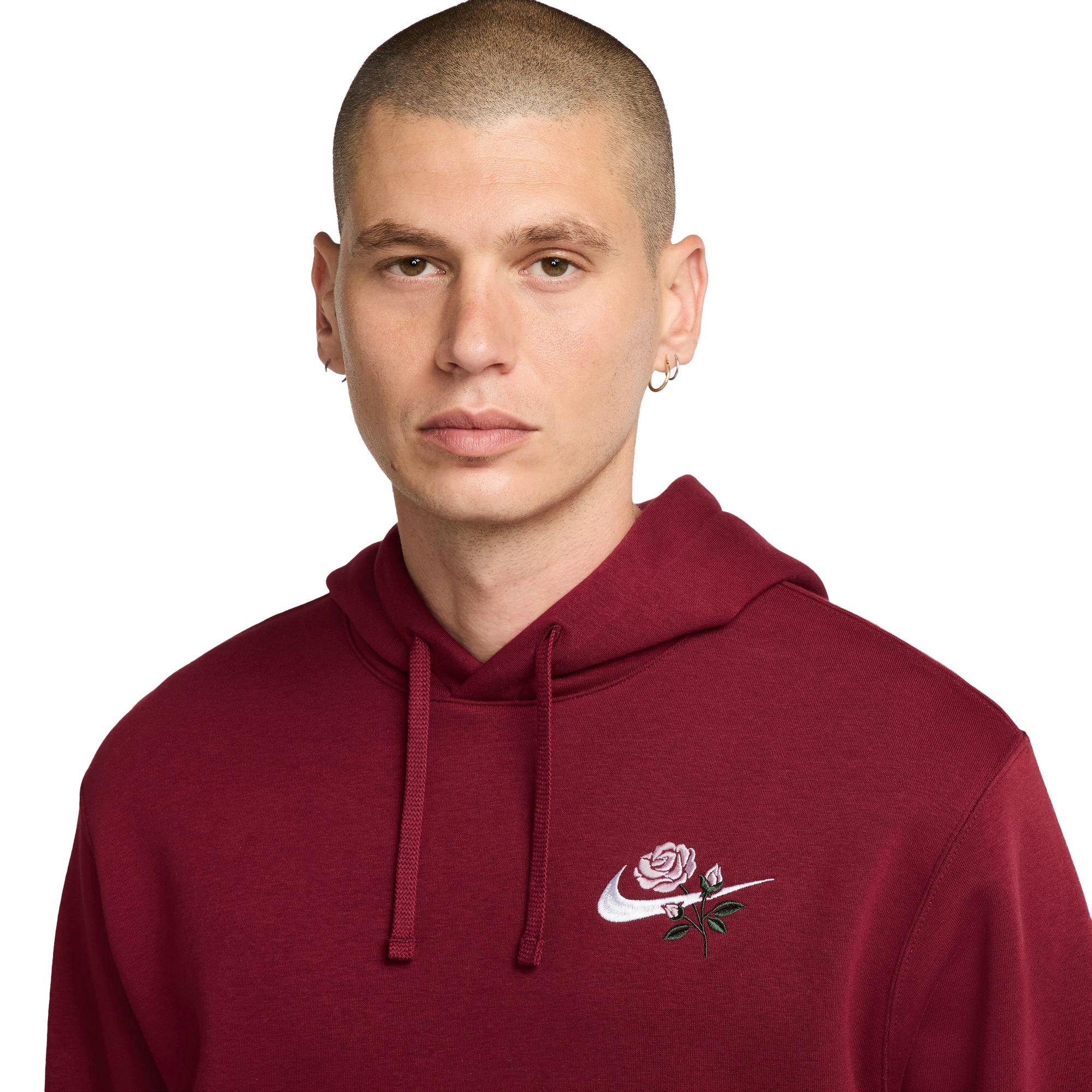 Nike Men's Sportswear Club Fleece Pullover Hoodie-Red - RED Thumbnail View 3