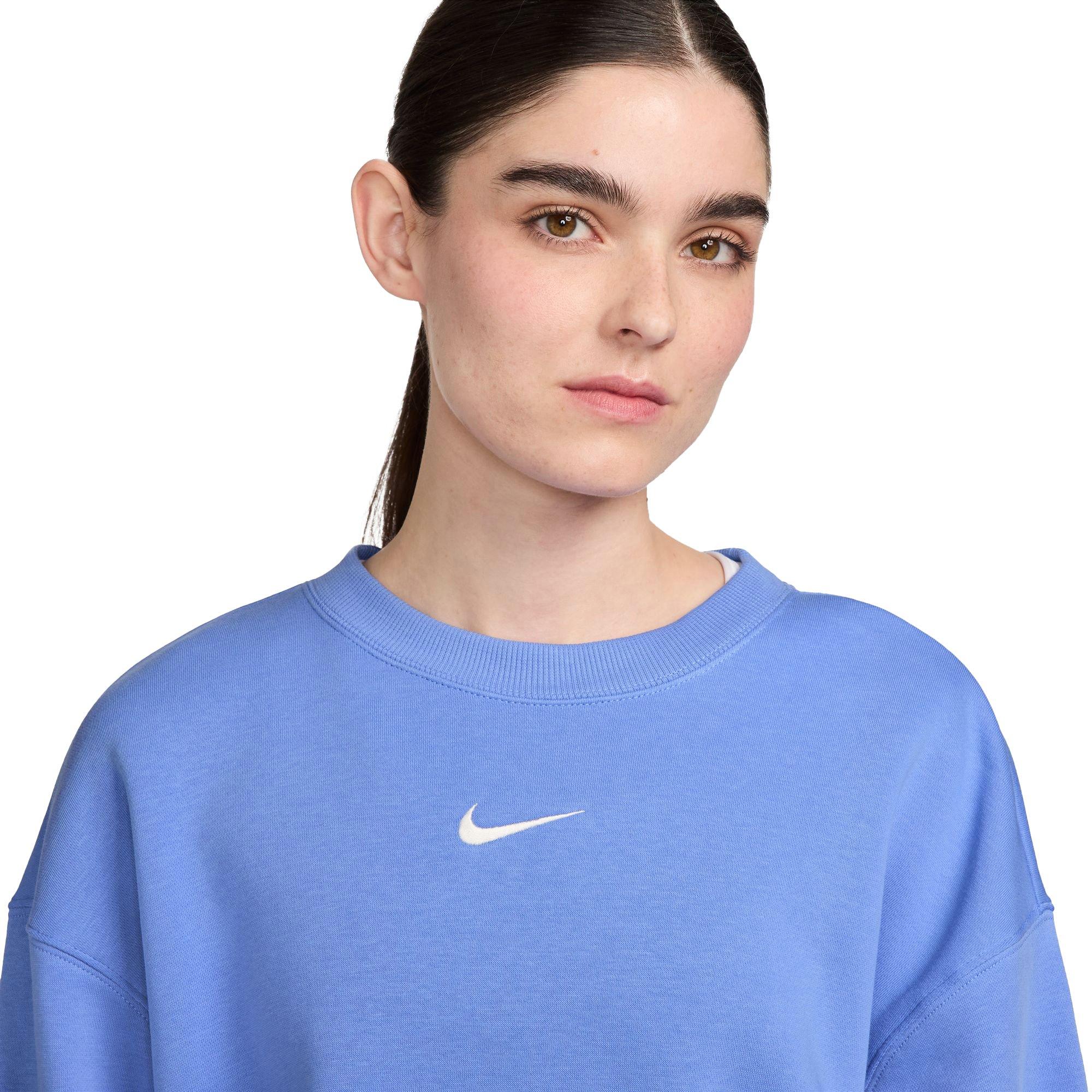 Nike Women's Sportswear Phoenix Fleece Oversized Crewneck Sweatshirt - Blue - BLUE Thumbnail View 3