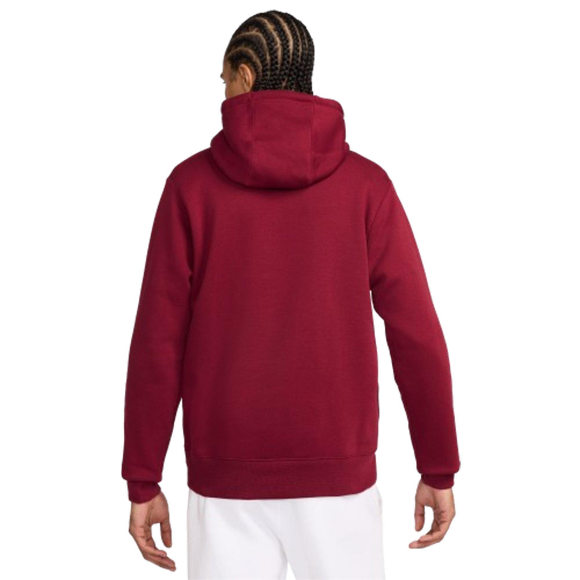 Nike Men's Club Fleece Pullover Hoodie-Red - RED Thumbnail View 2