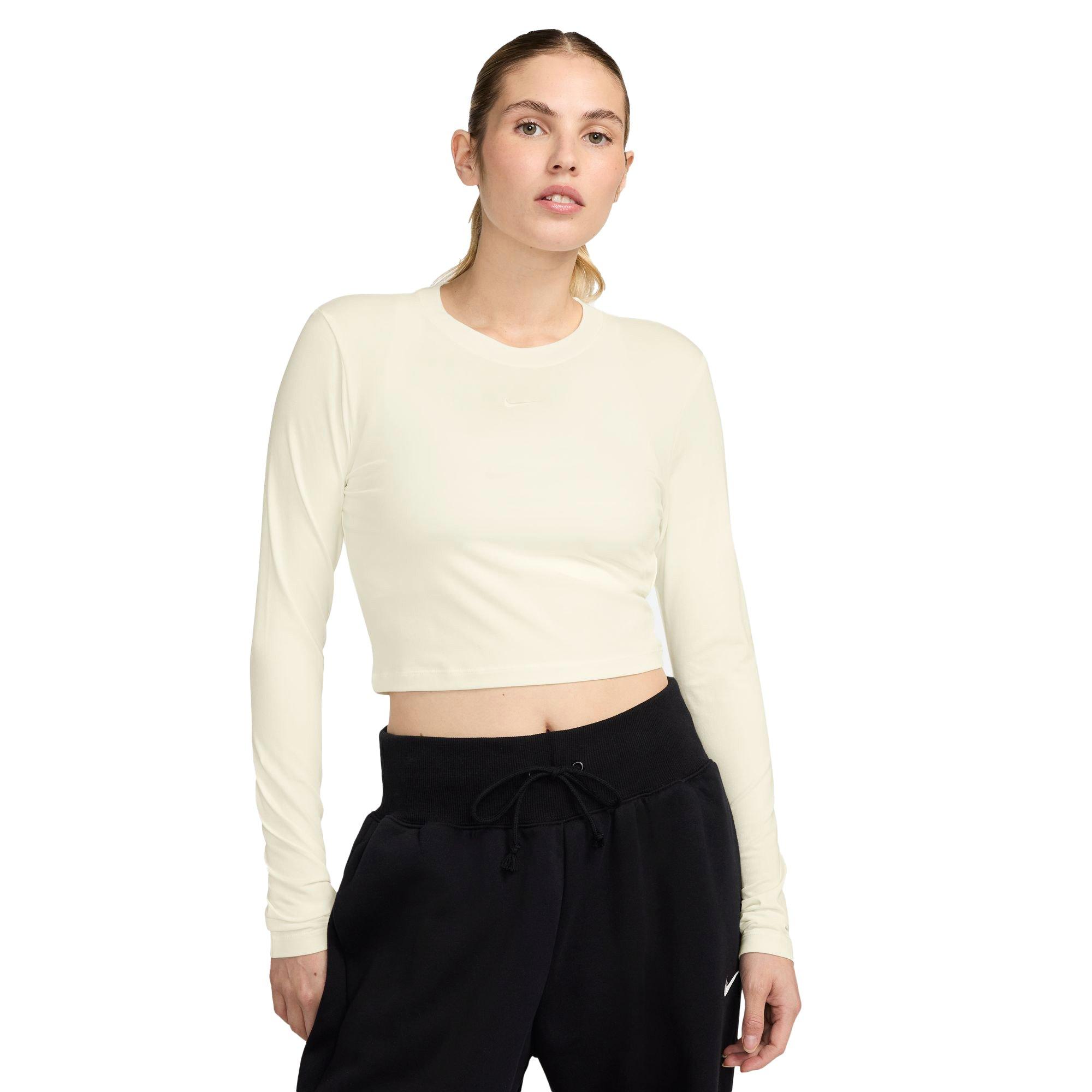 Nike Women's Sportswear Chill Knit Slim Long-Sleeve Crop Shirt - SAIL