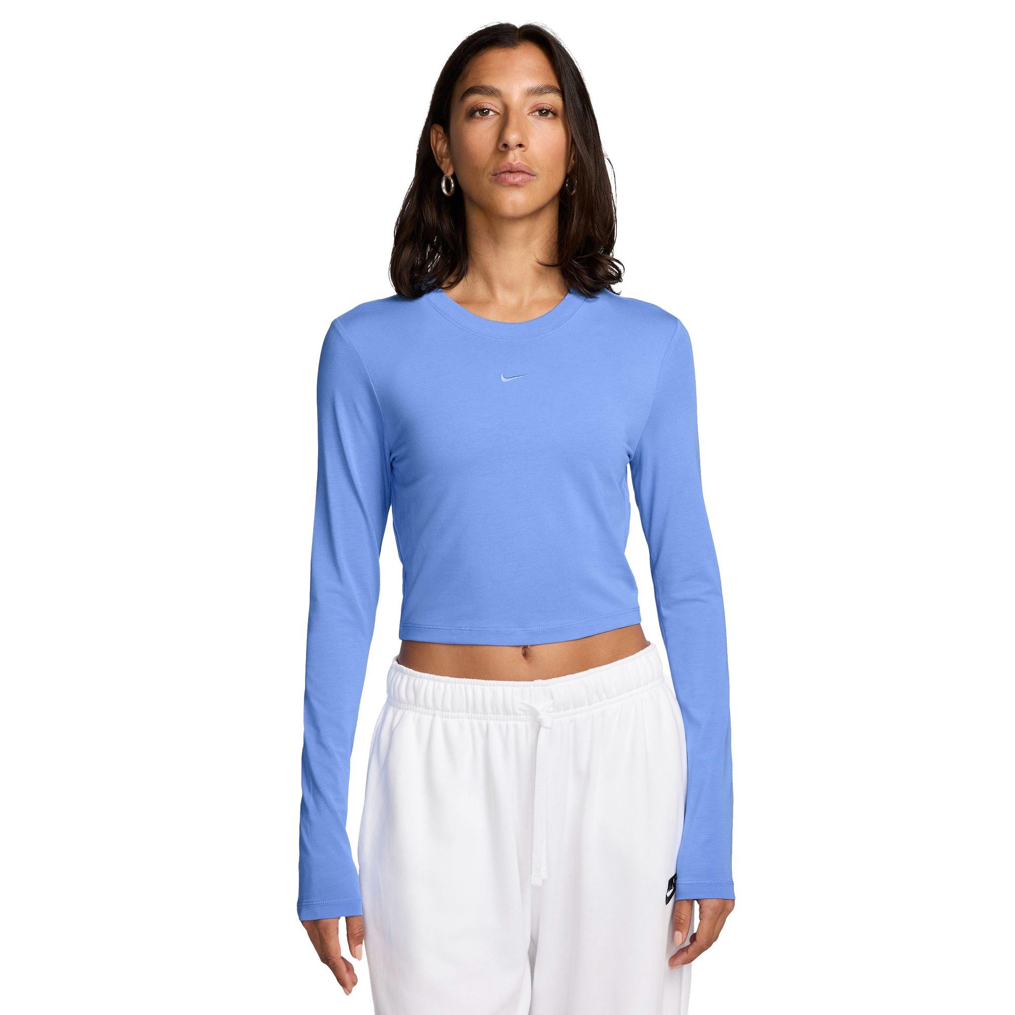 Nike Women's Sportswear Slim Long-Sleeve Crop Shirt​​ - BLUE