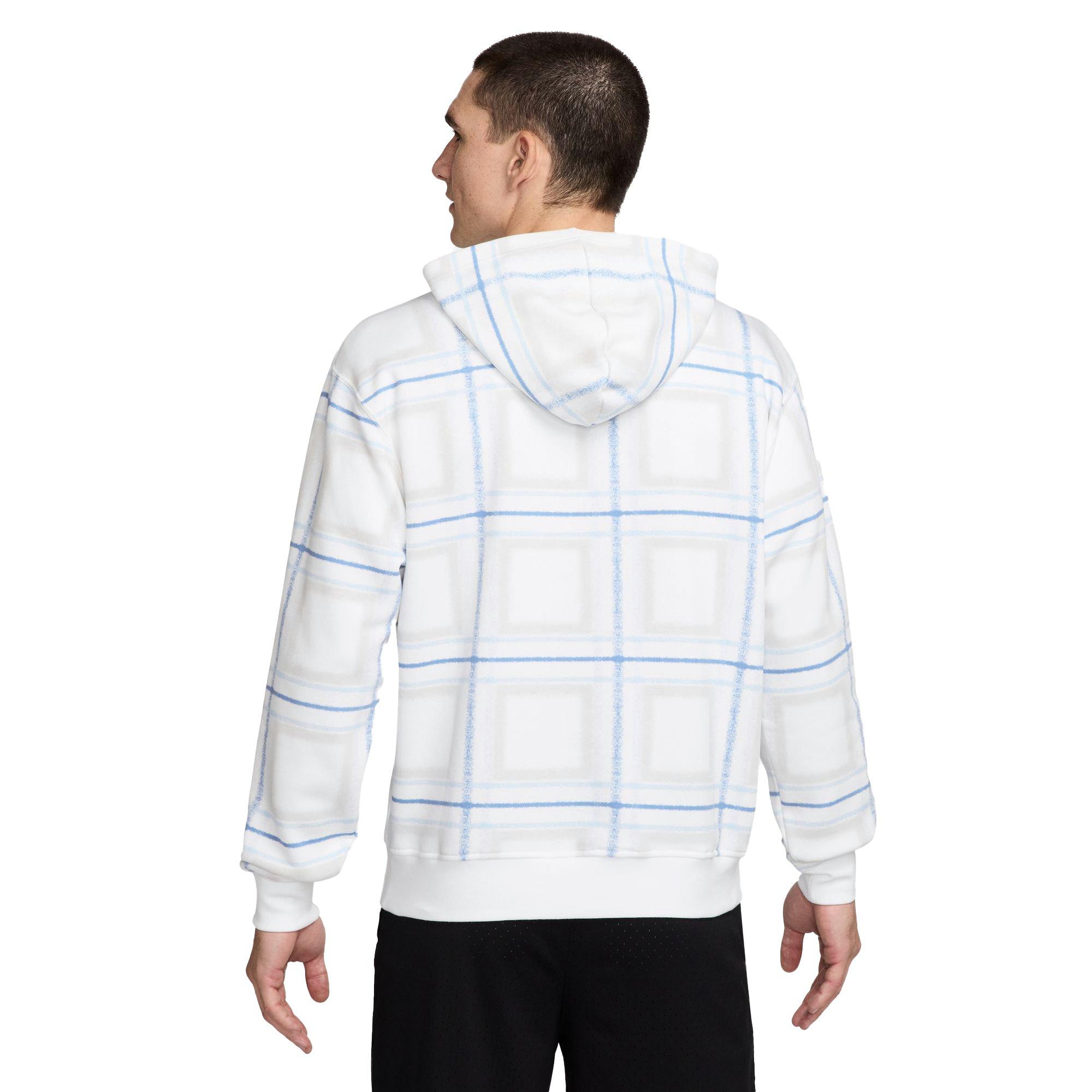 Jordan Men's Essentials Fleece Holiday Plaid Pullover Hoodie-White/Blue - WHITE/BLUE Thumbnail View 2
