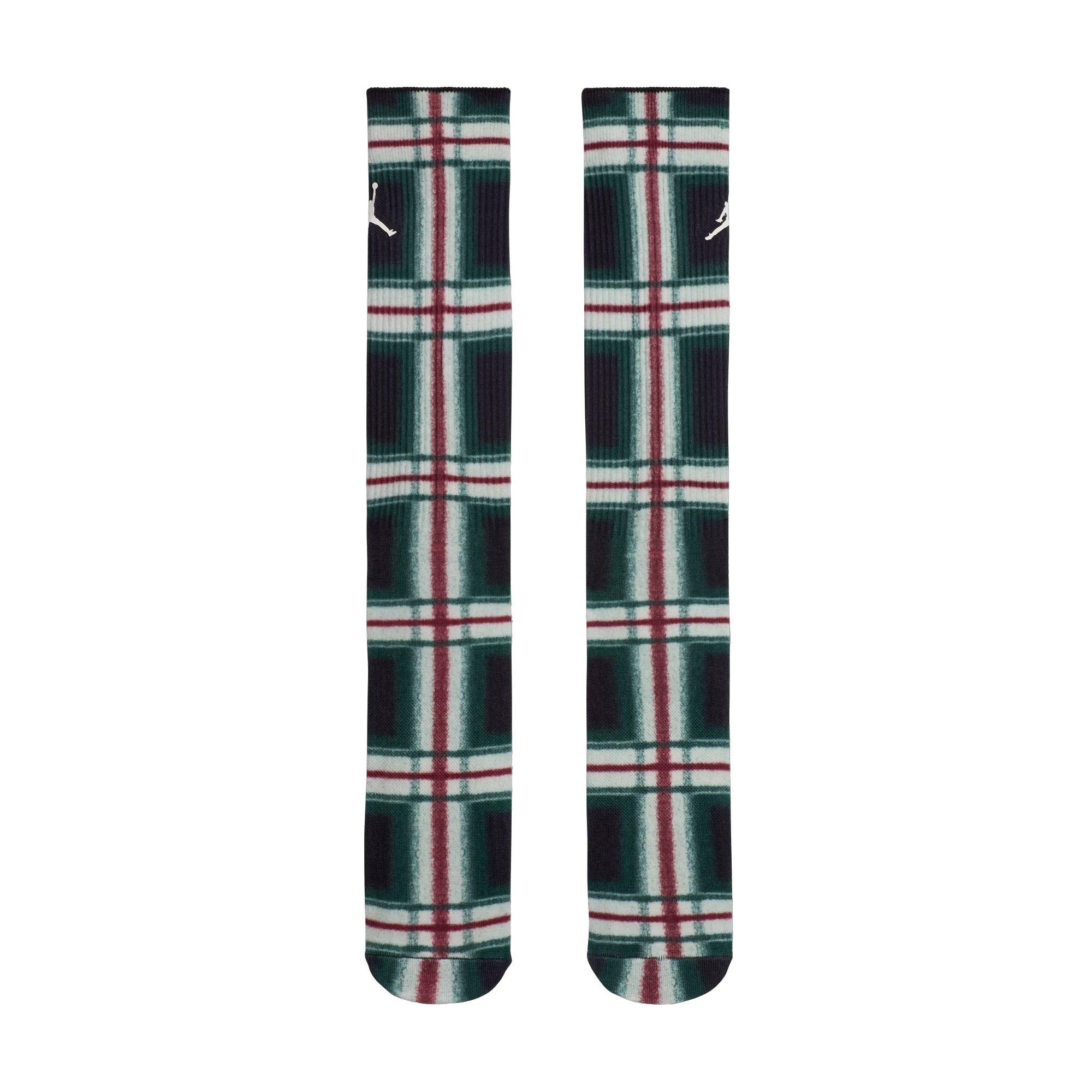 Jordan Essential Plaid Crew Black/Varsity Red/Gorge Green Socks