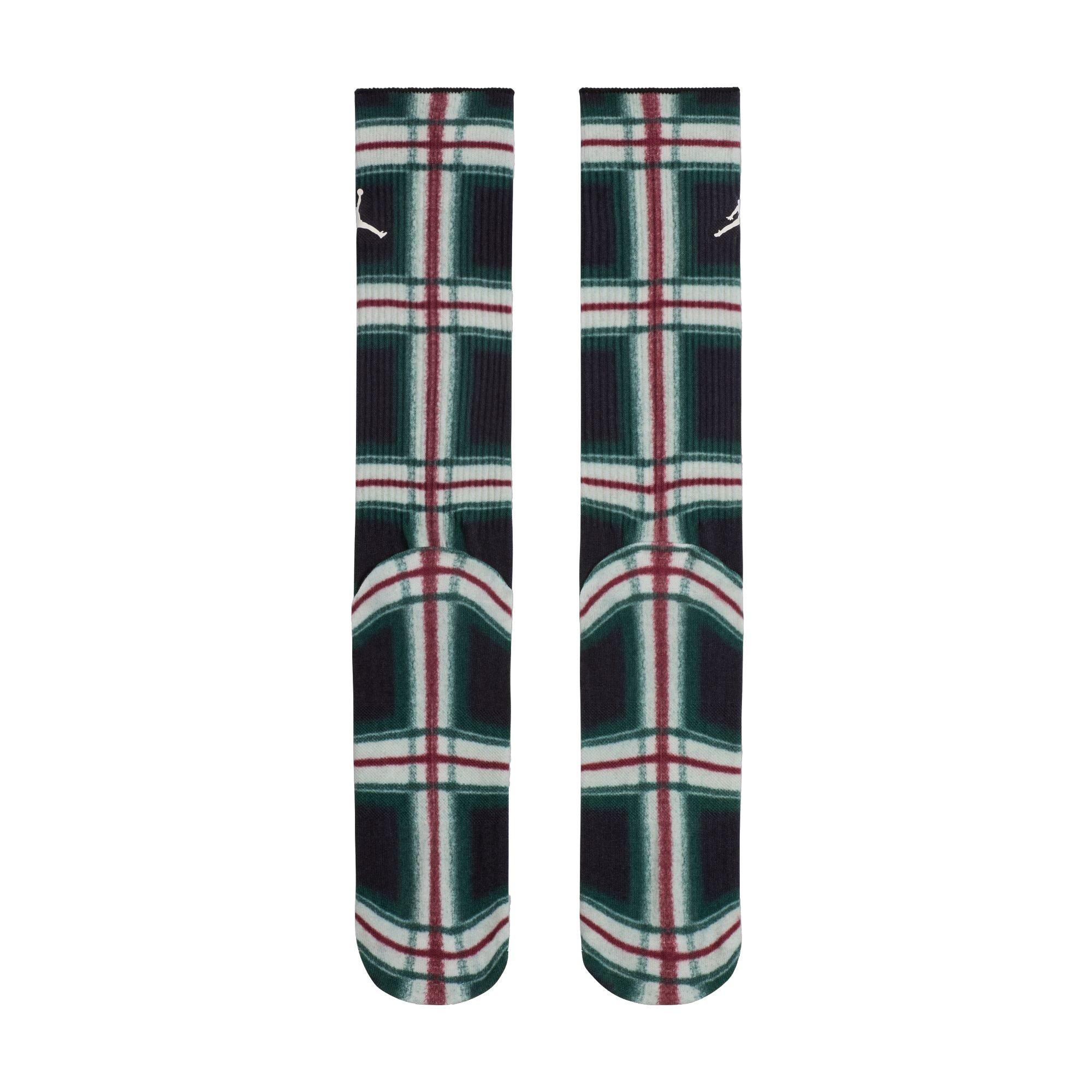 Jordan Essential Plaid Crew Black/Varsity Red/Gorge Green Socks