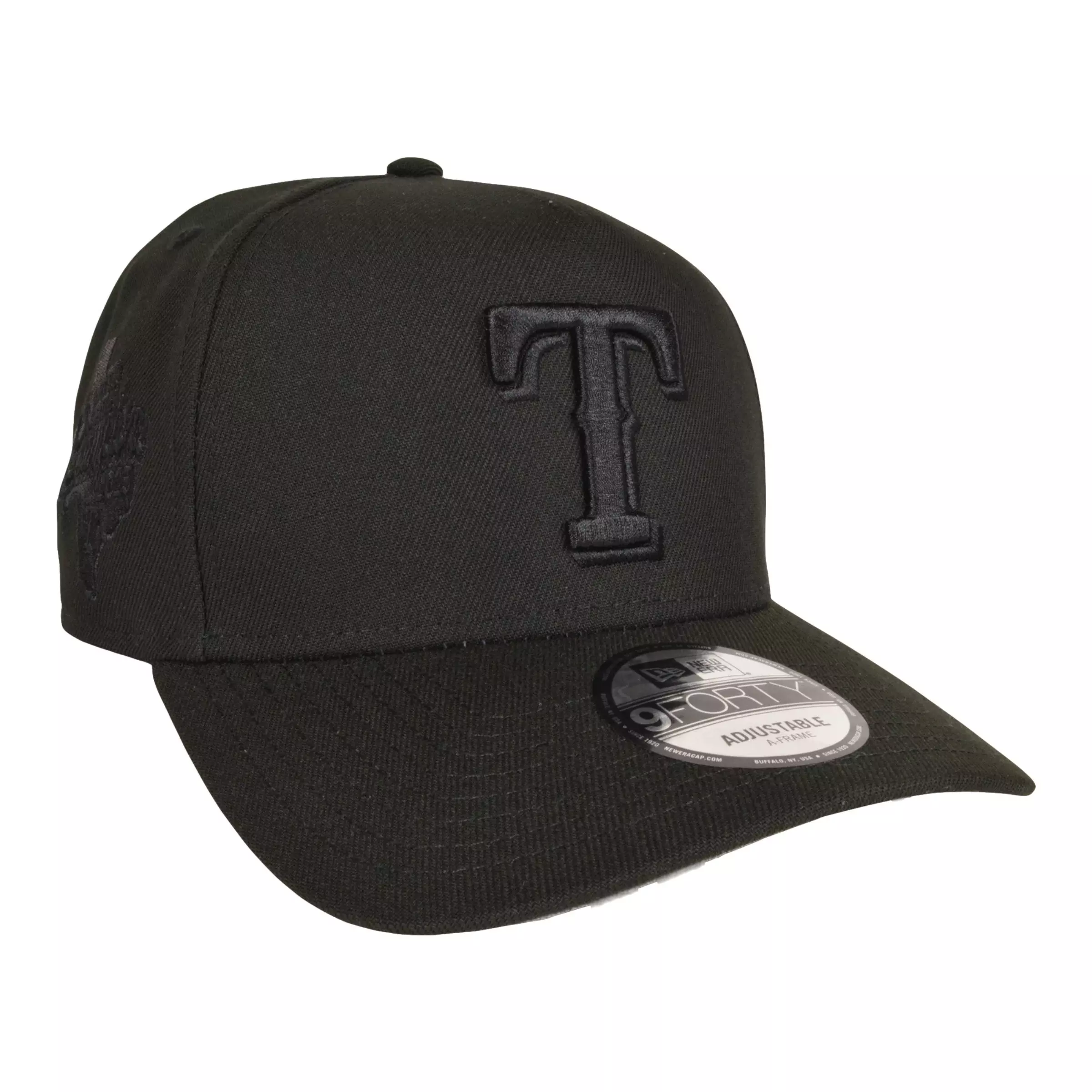 New Era Texas Rangers 9FORTY A-Frame Snapback Hat-Triple Black - BLACK