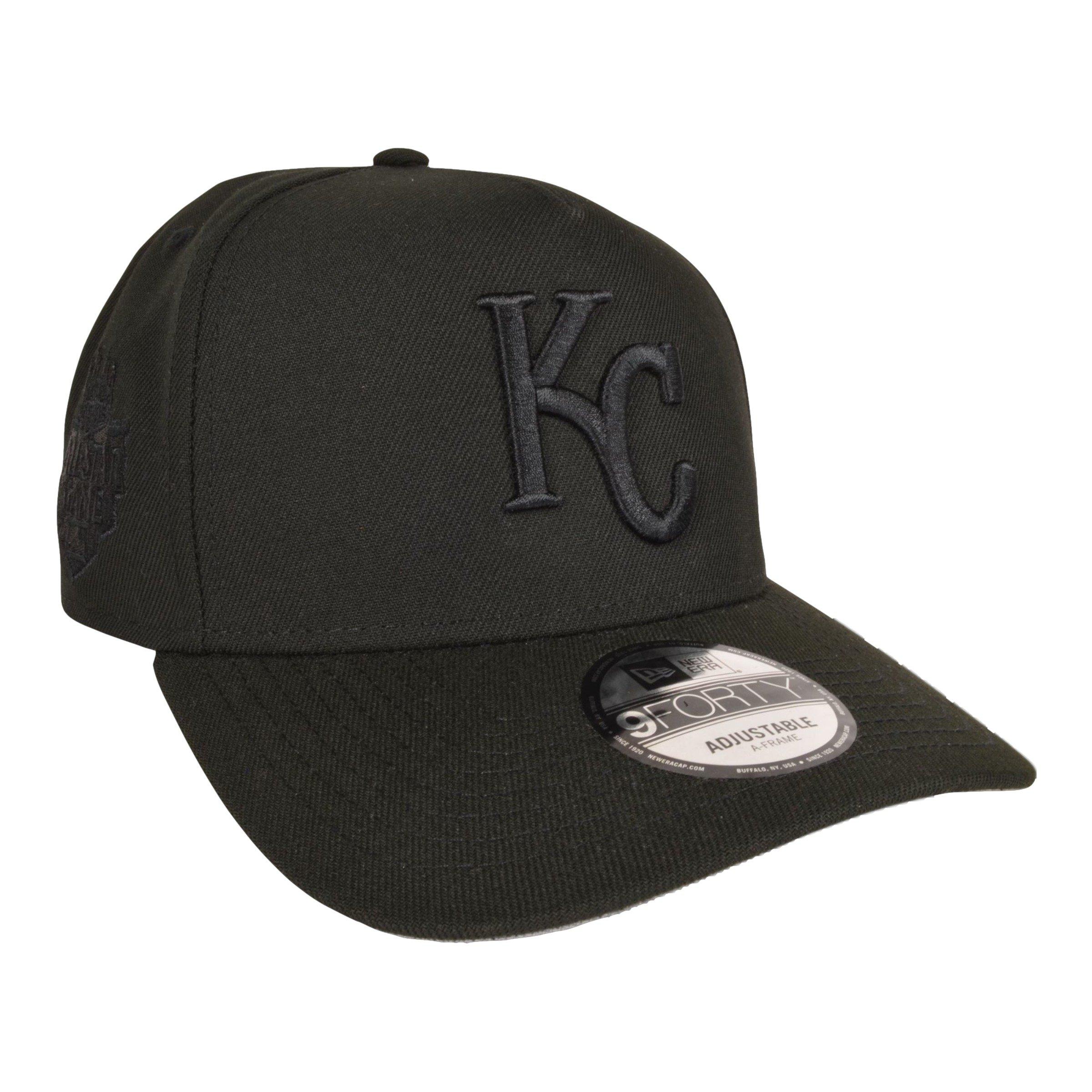 New Era Kansas City Royals 9FORTY Snapback Hat - Triple Black - BLACK Thumbnail View 2