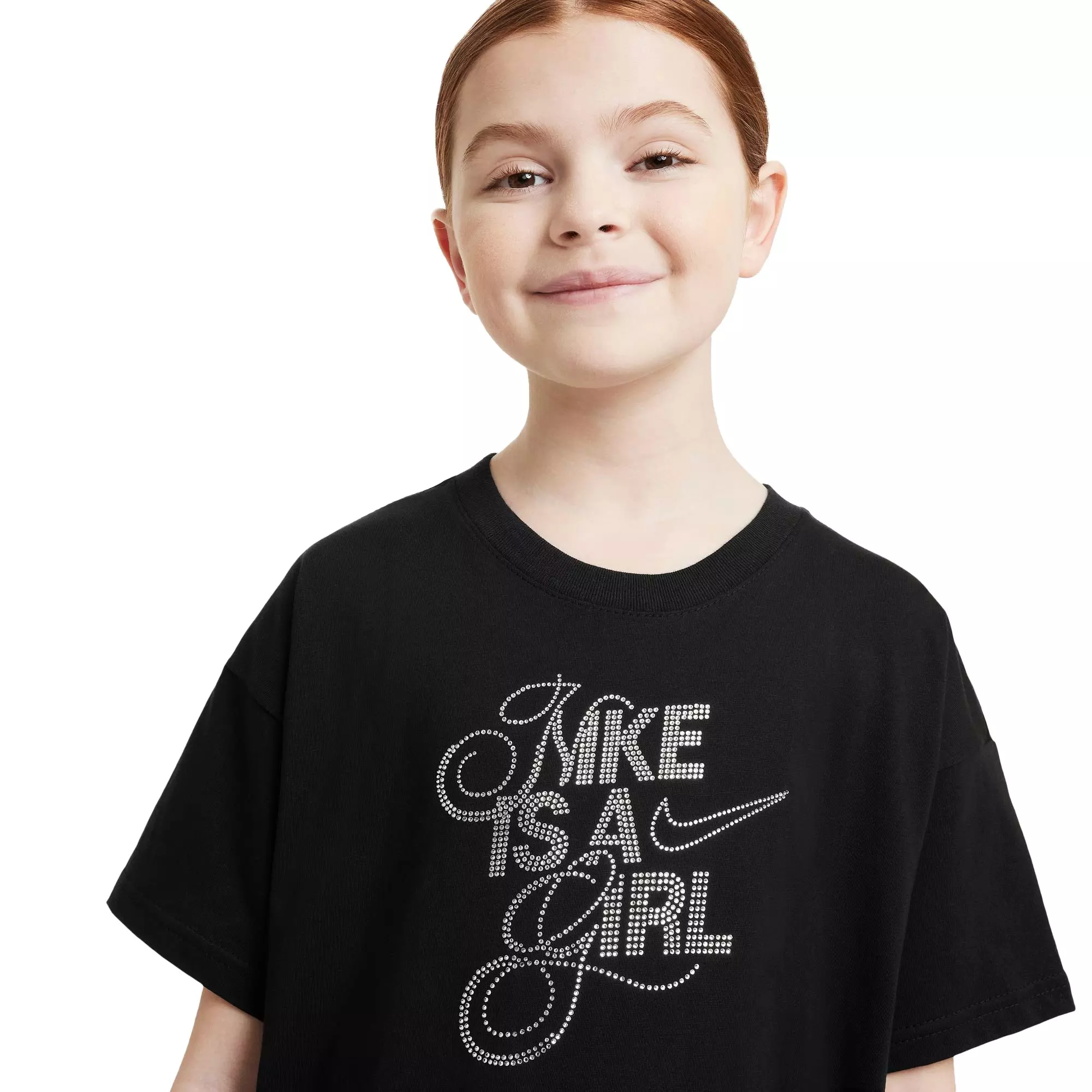Nike Big Girls' Sportswear Shine Tee - BLACK
