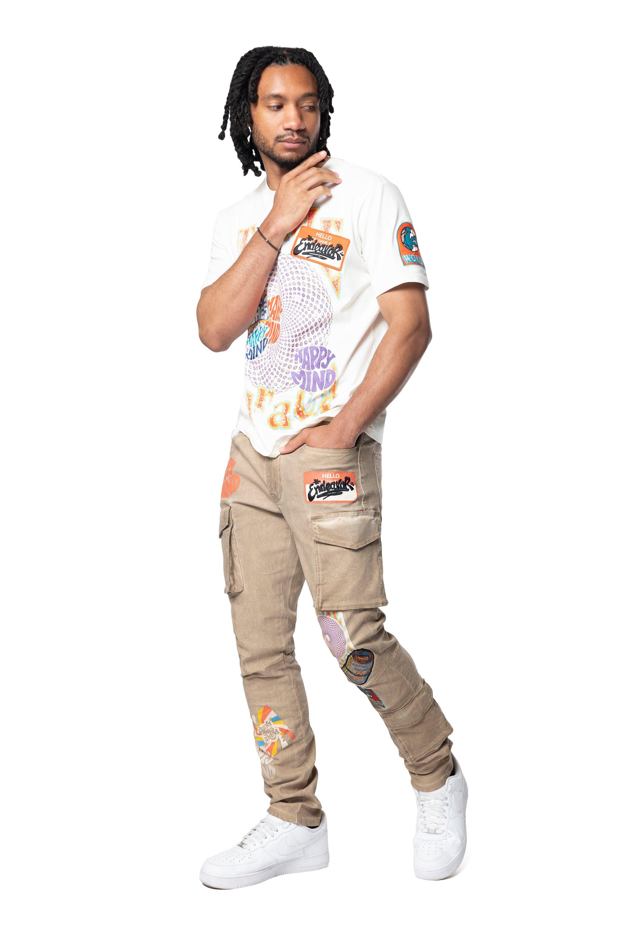 Smoke Rise Men's Groovy Tee - CREAM Thumbnail View 5