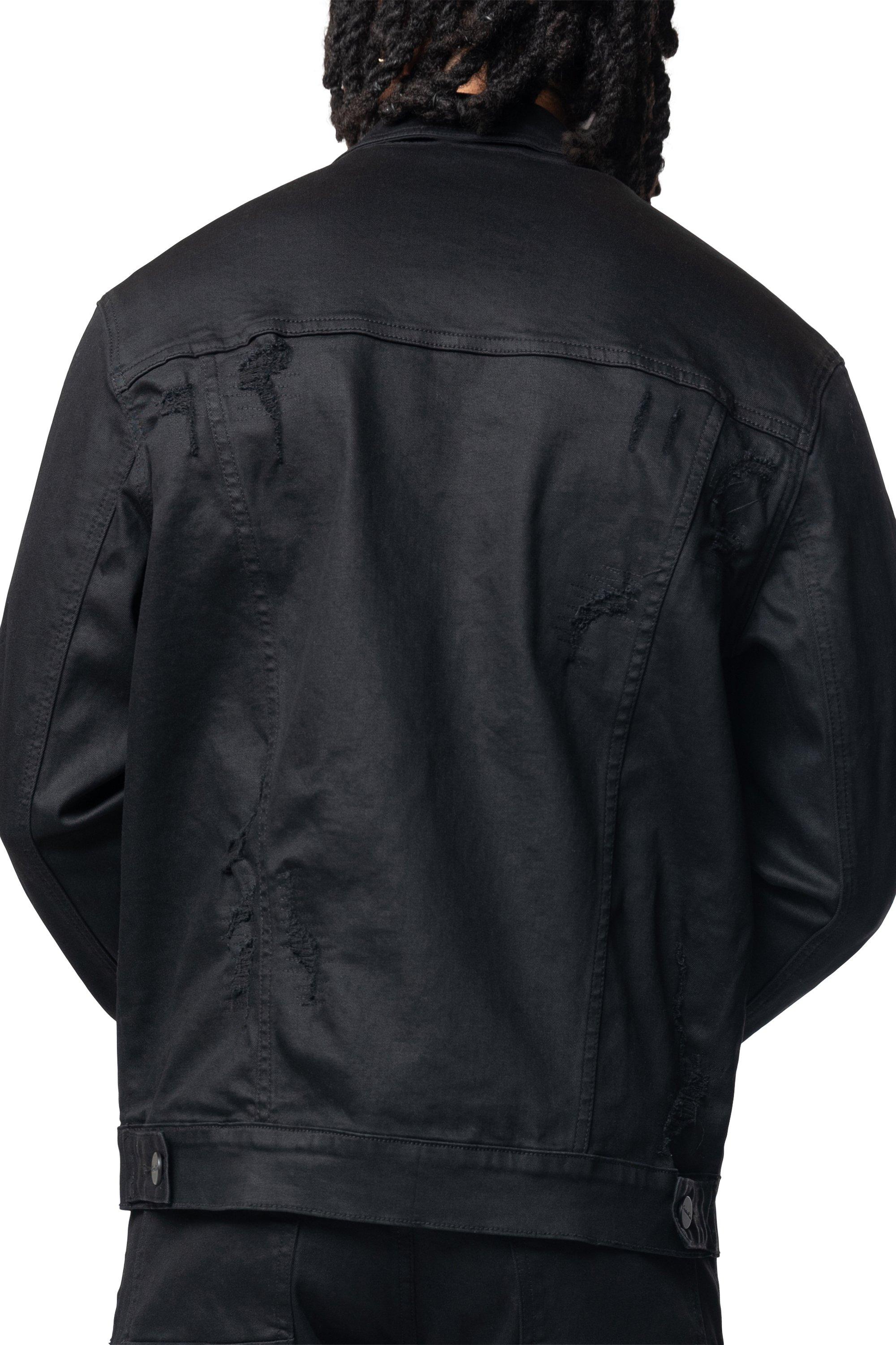 Smoke Rise Men's Vintage Wash Denim Jacket - Jet Black - BLACK Thumbnail View 2