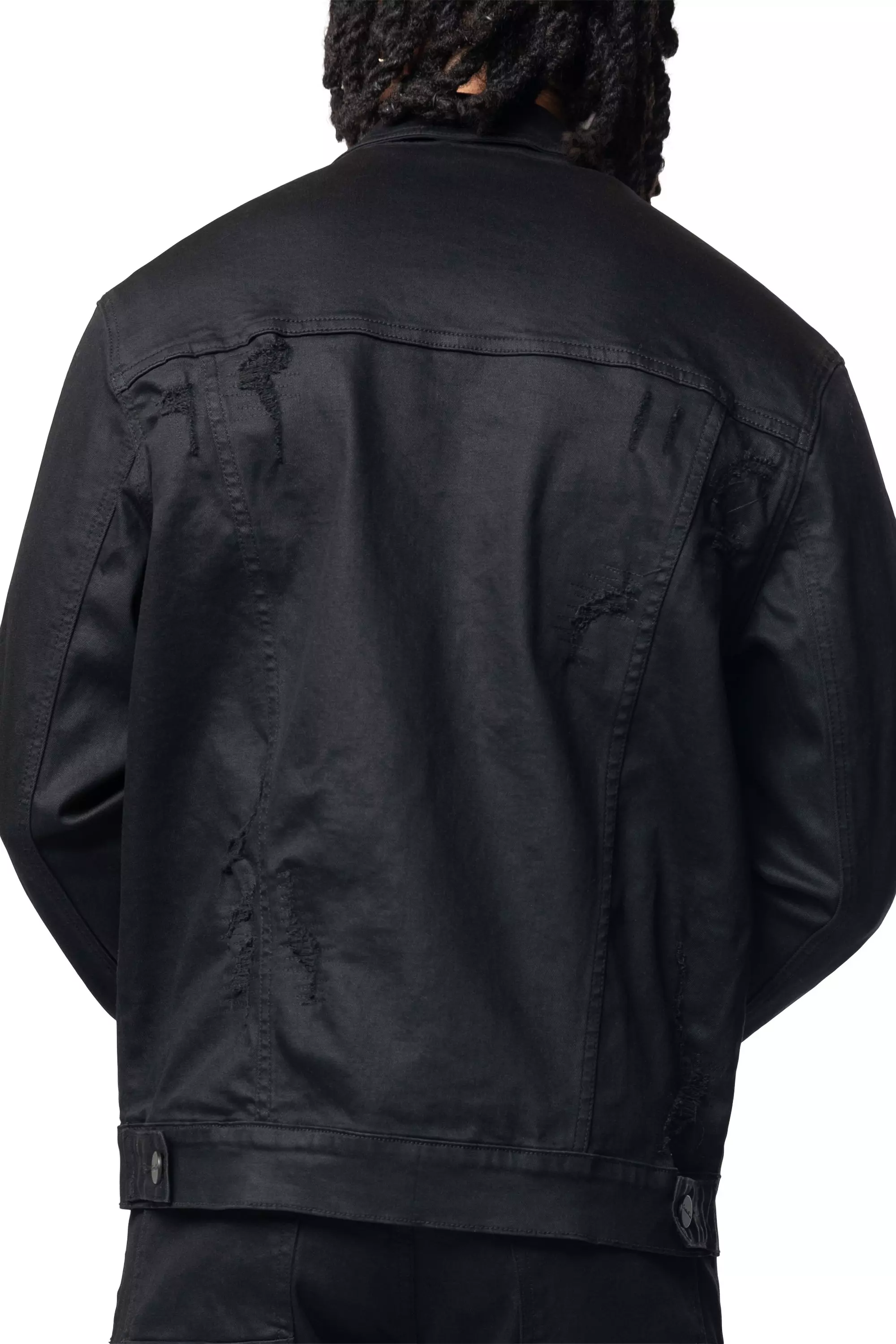 Smoke Rise Men's Vintage Wash Denim Jacket - Jet Black - BLACK