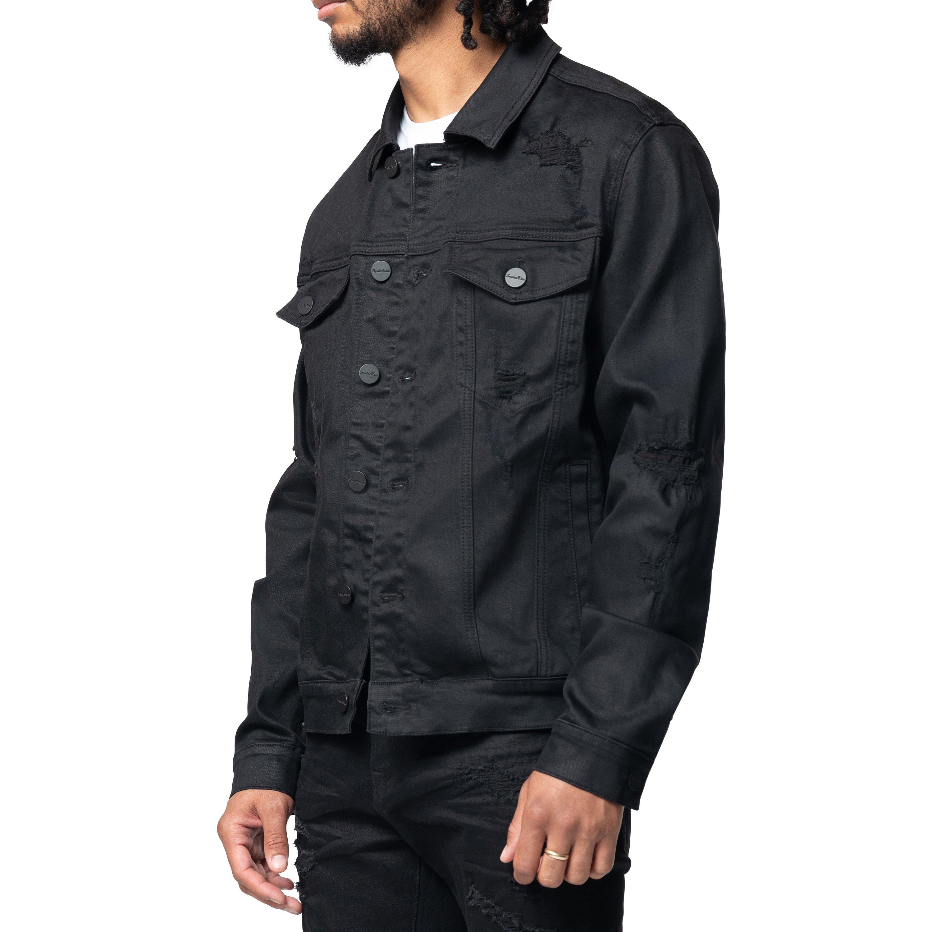 Smoke Rise Men's Vintage Wash Denim Jacket - Jet Black