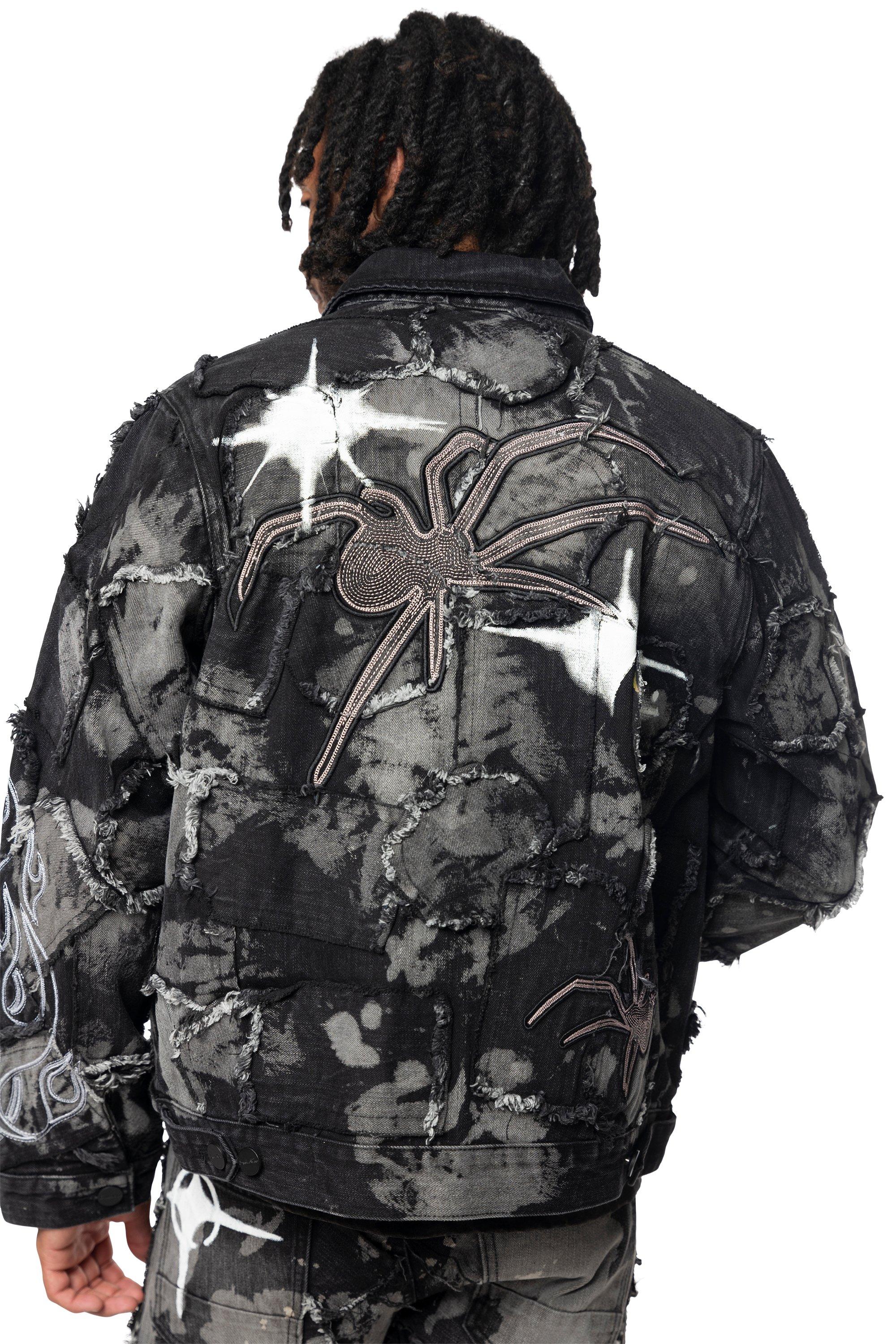 Smoke Rise Men's Dystopia Patch Denim Jacket - Black - BLACK Thumbnail View 2