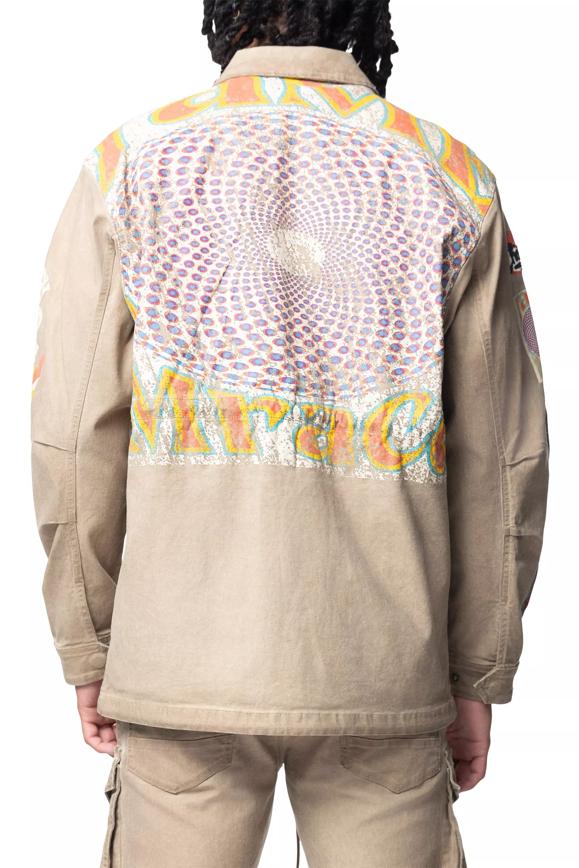 Smoke Rise Men's Groovy Doodle Jacket - Khaki - KHAKI