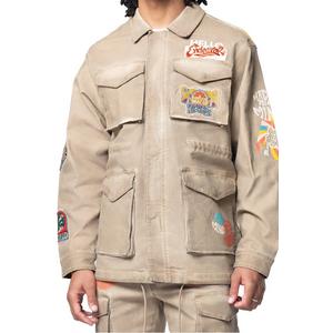 Smoke Rise Men's Groovy Doodle Jacket - Khaki
