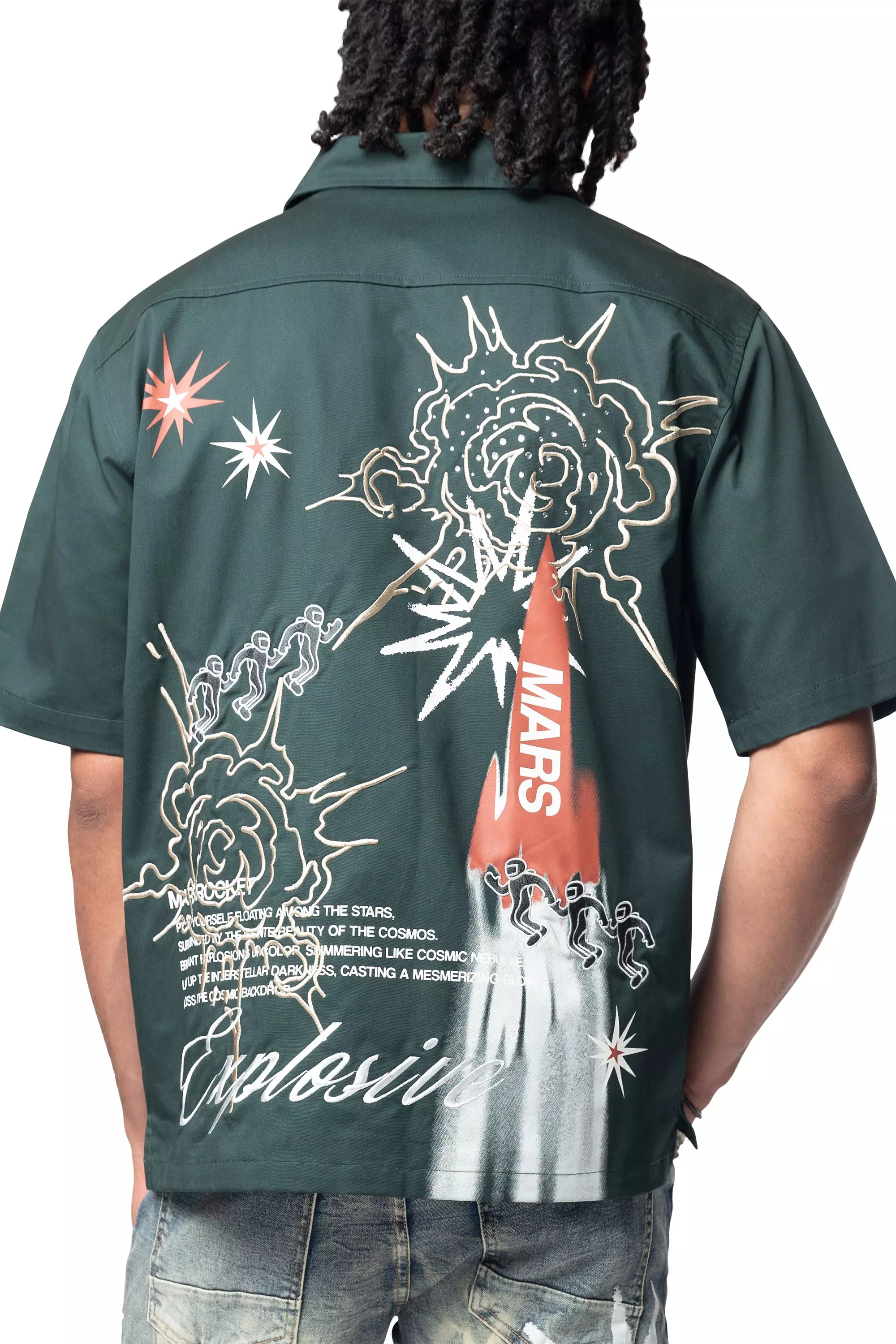 Smoke Rise Men's Explosive Woven Button Down - GREEN