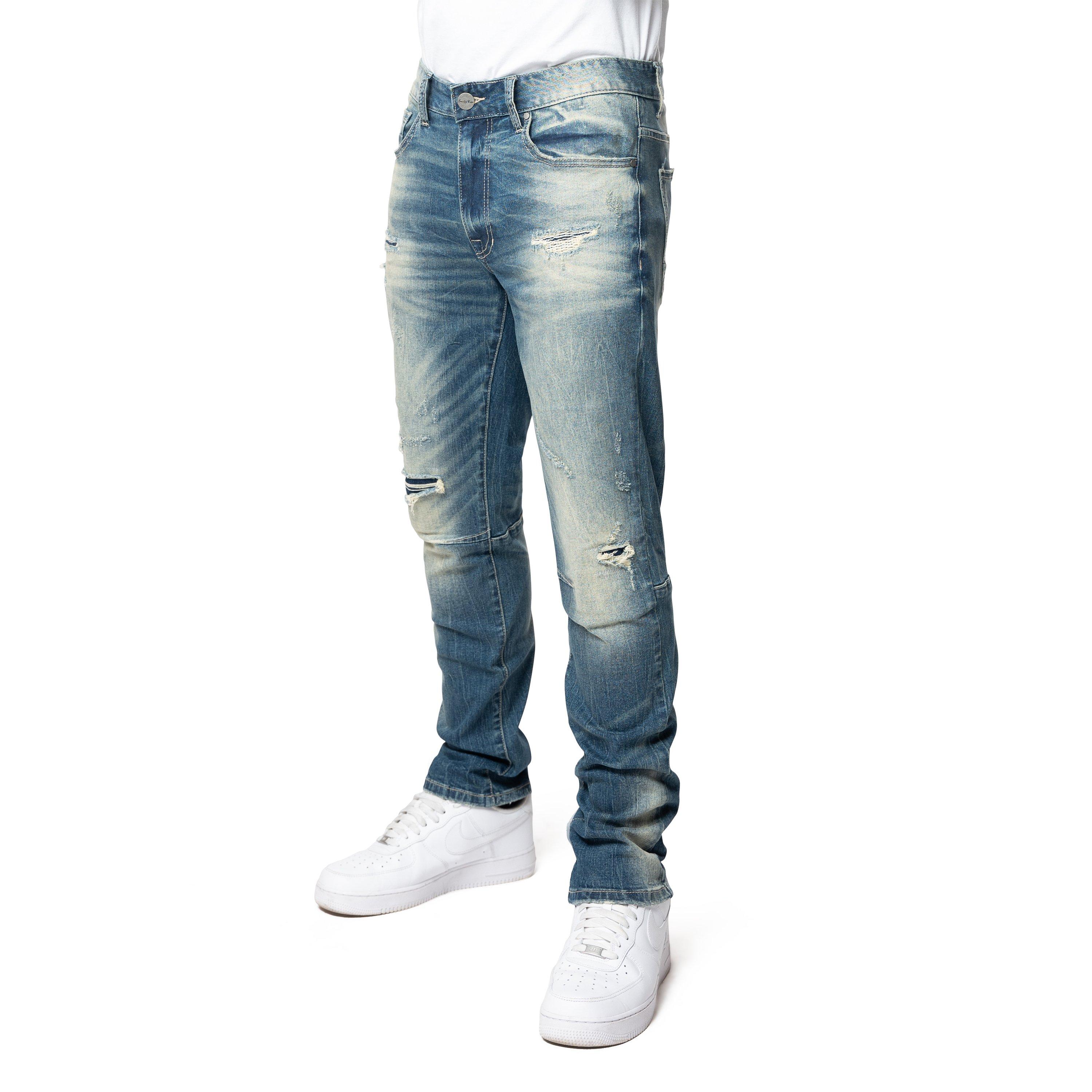 Smoke Rise Men's Essential Slim Fit Denim Jeans - Village Blue - BLUE Thumbnail View 1