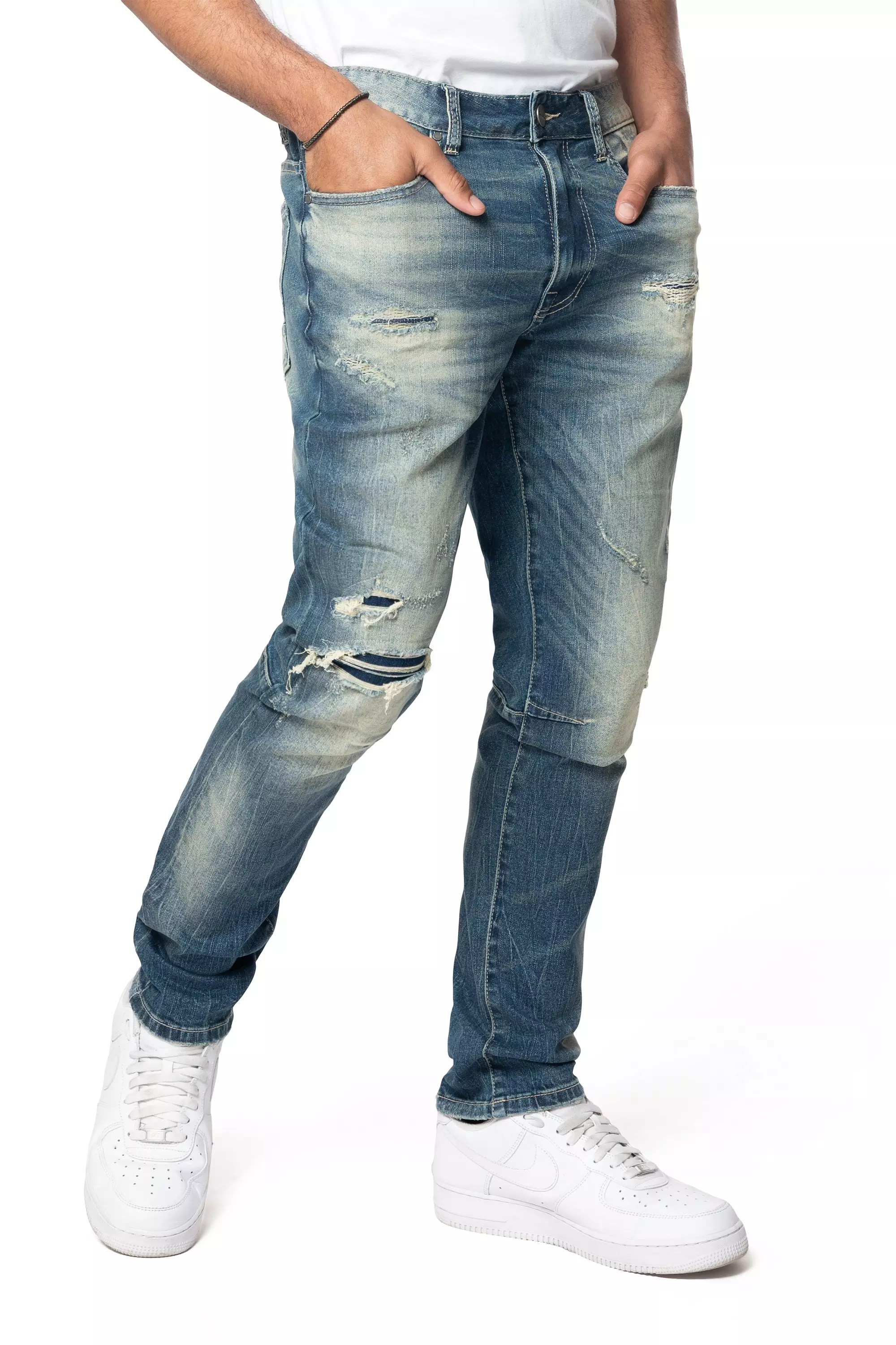 Smoke Rise Men's Essential Slim Fit Denim Jeans - Village Blue - BLUE