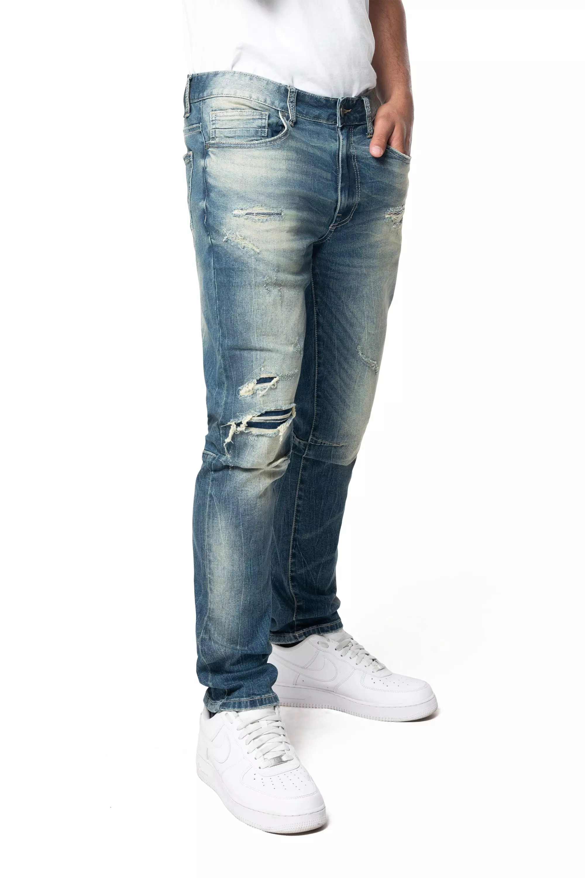 Smoke Rise Men's Essential Slim Fit Denim Jeans - Village Blue - BLUE