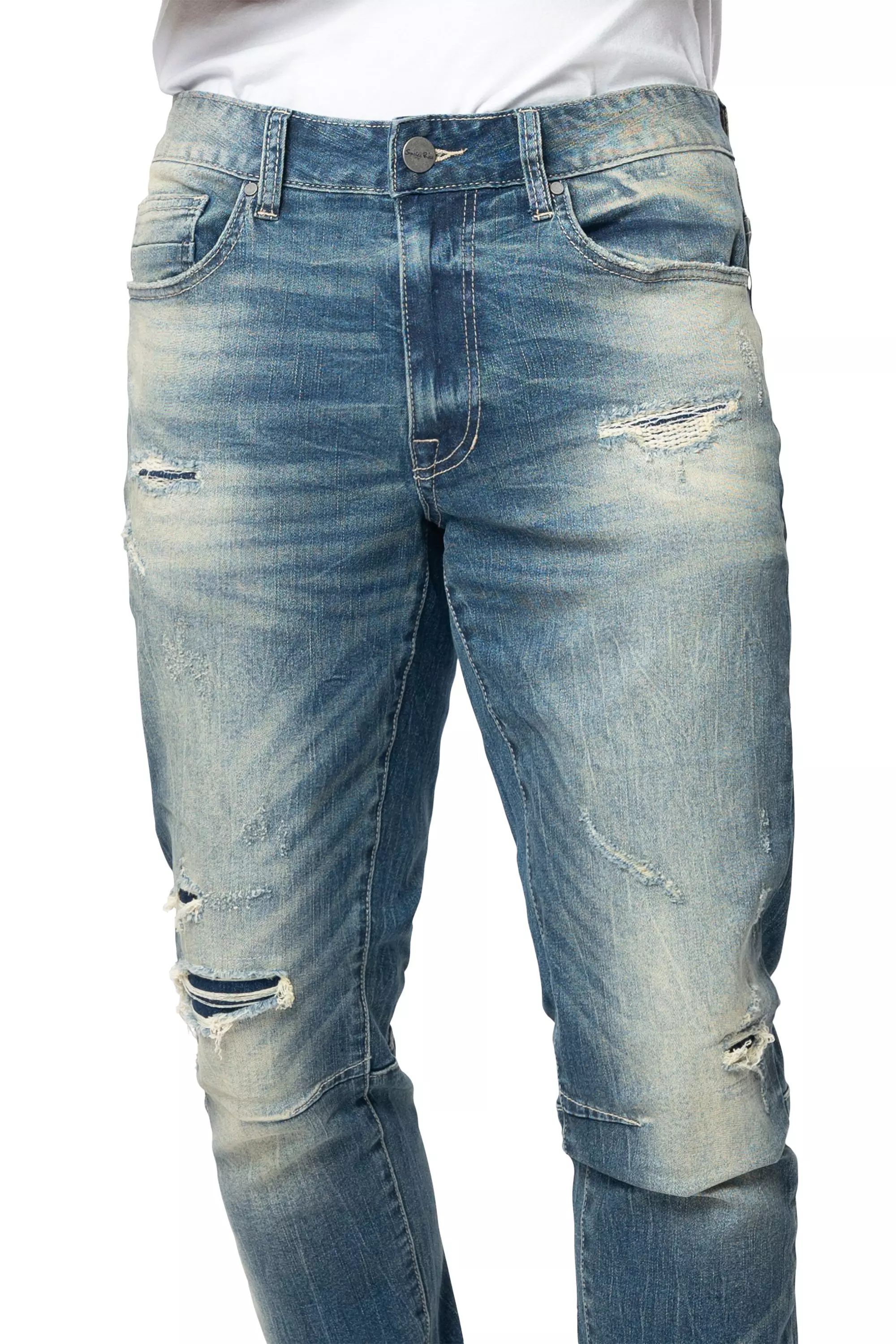 Smoke Rise Men's Essential Slim Fit Denim Jeans - Village Blue - BLUE