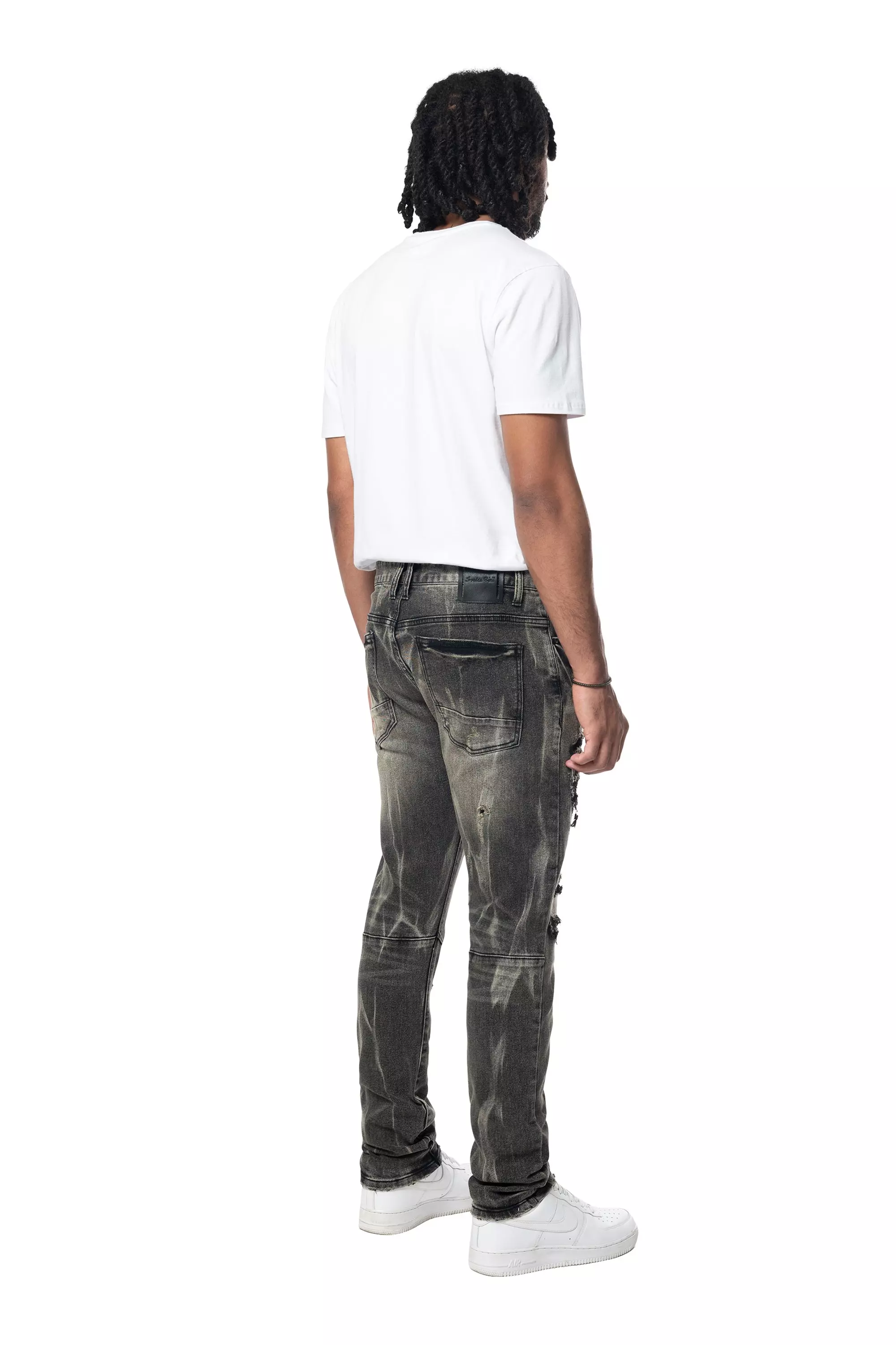 Smoke Rise Men's Dust Rip & Repair Lightning Jeans - Black - BLACK