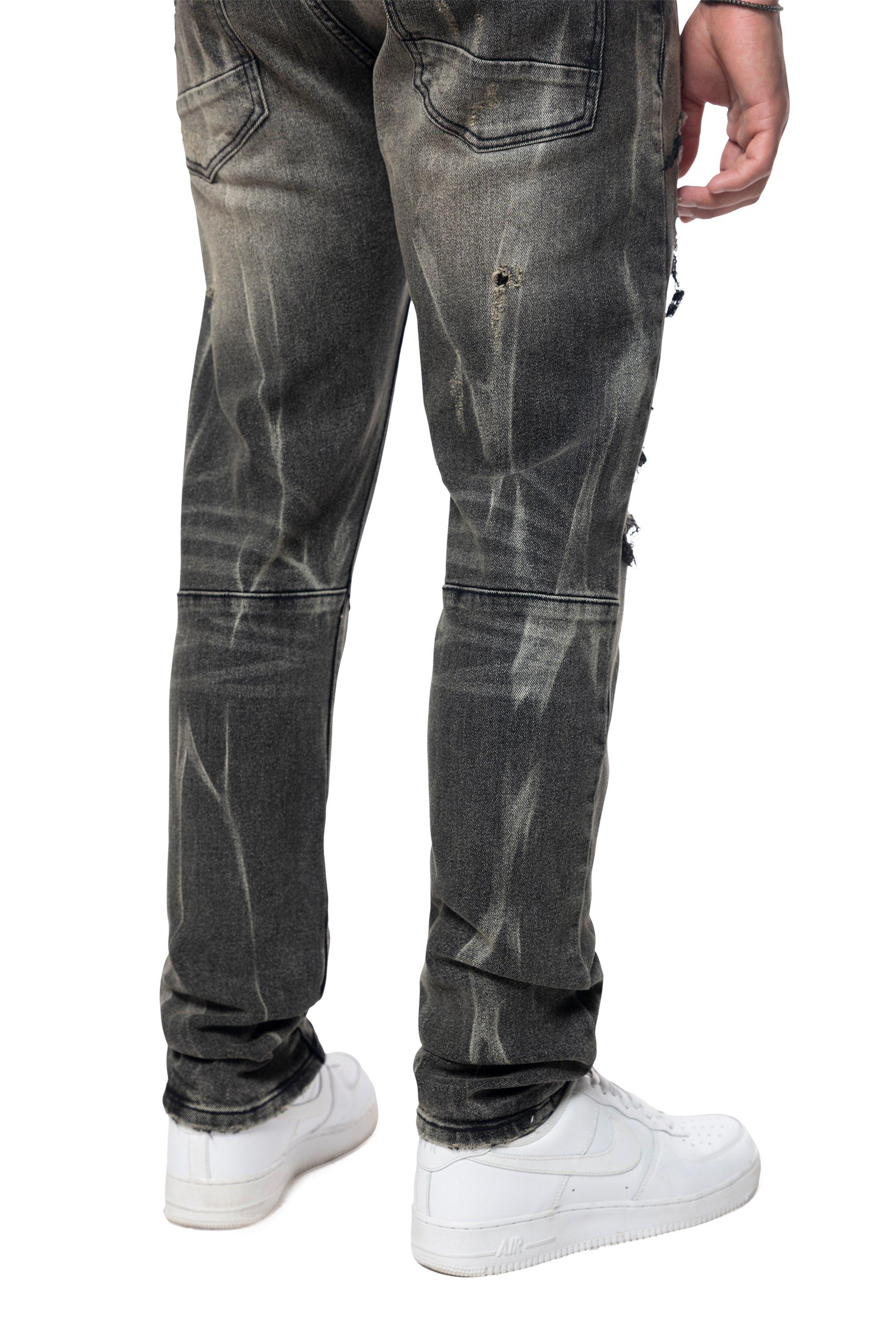 Smoke Rise Men's Dust Rip & Repair Lightning Jeans - Black - BLACK Thumbnail View 4