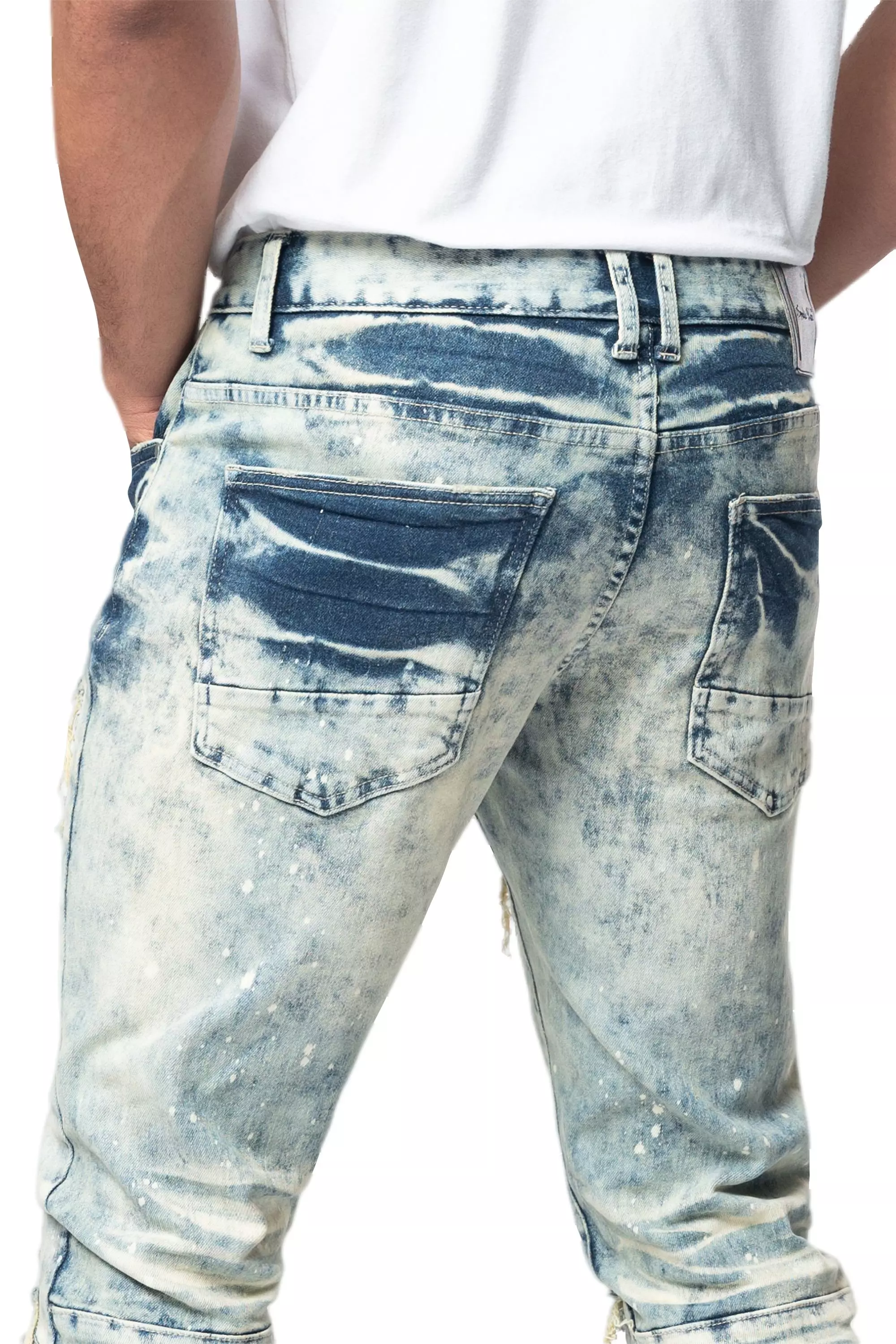 Smoke Rise Men's Slim Fit Heavy Vintage Denim Jeans - Orion Blue - BLUE